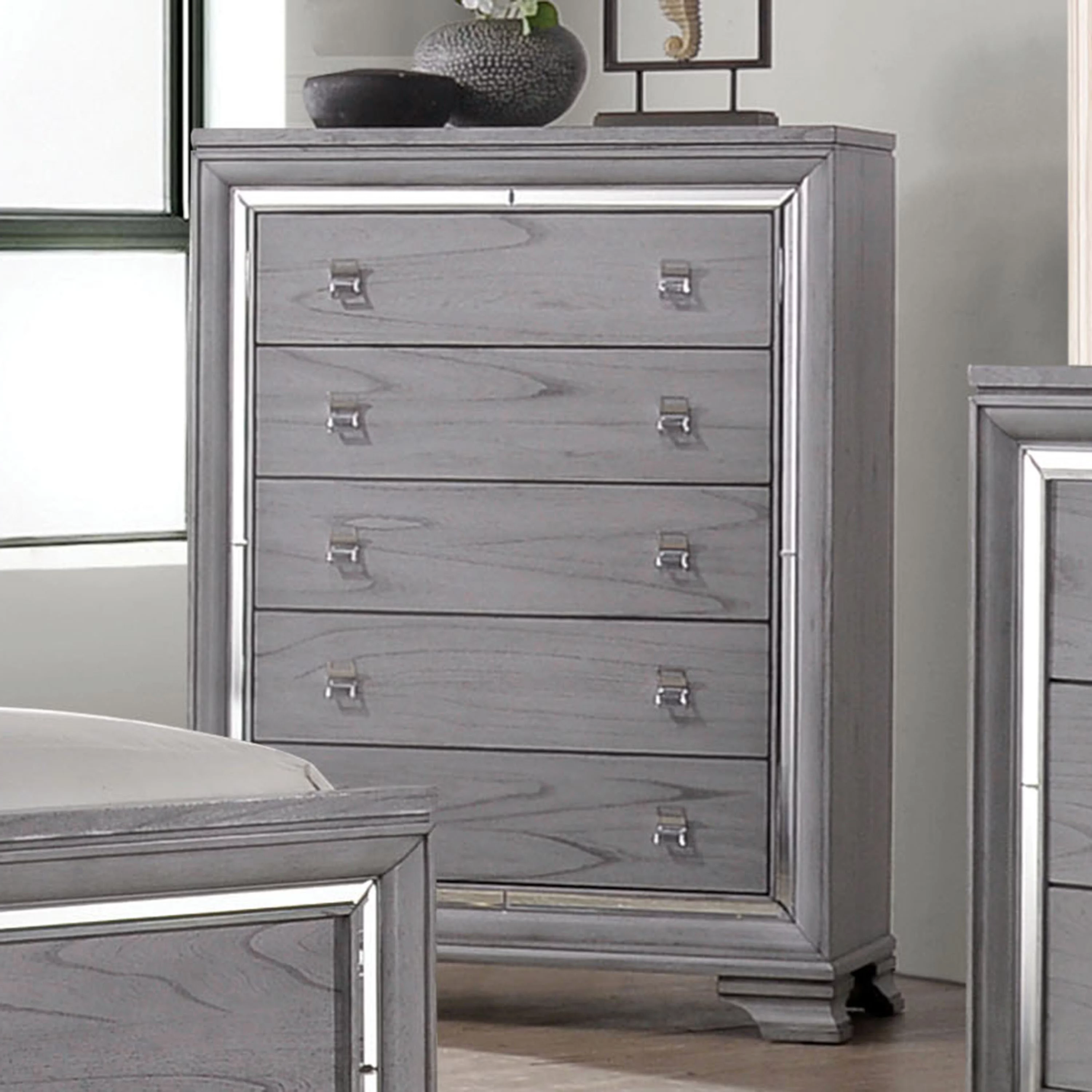Furniture of America Hariston Modern 5-Drawer Chest, Gray