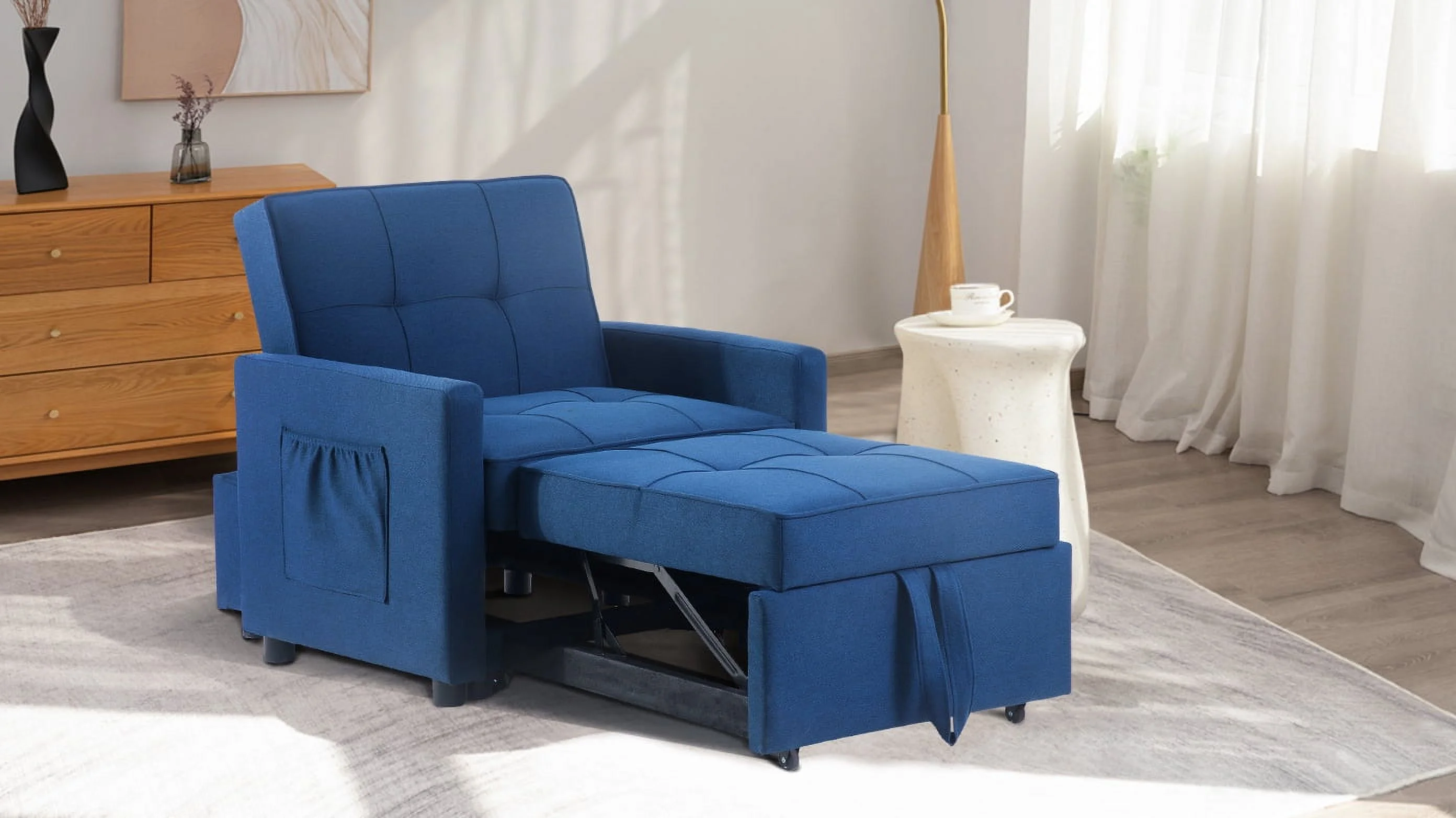 CoSoTower 3-In-1 Convertible Futon Multi-Functional Sofa Bed Adjustable Reading Chair with Modern Linen Fabric