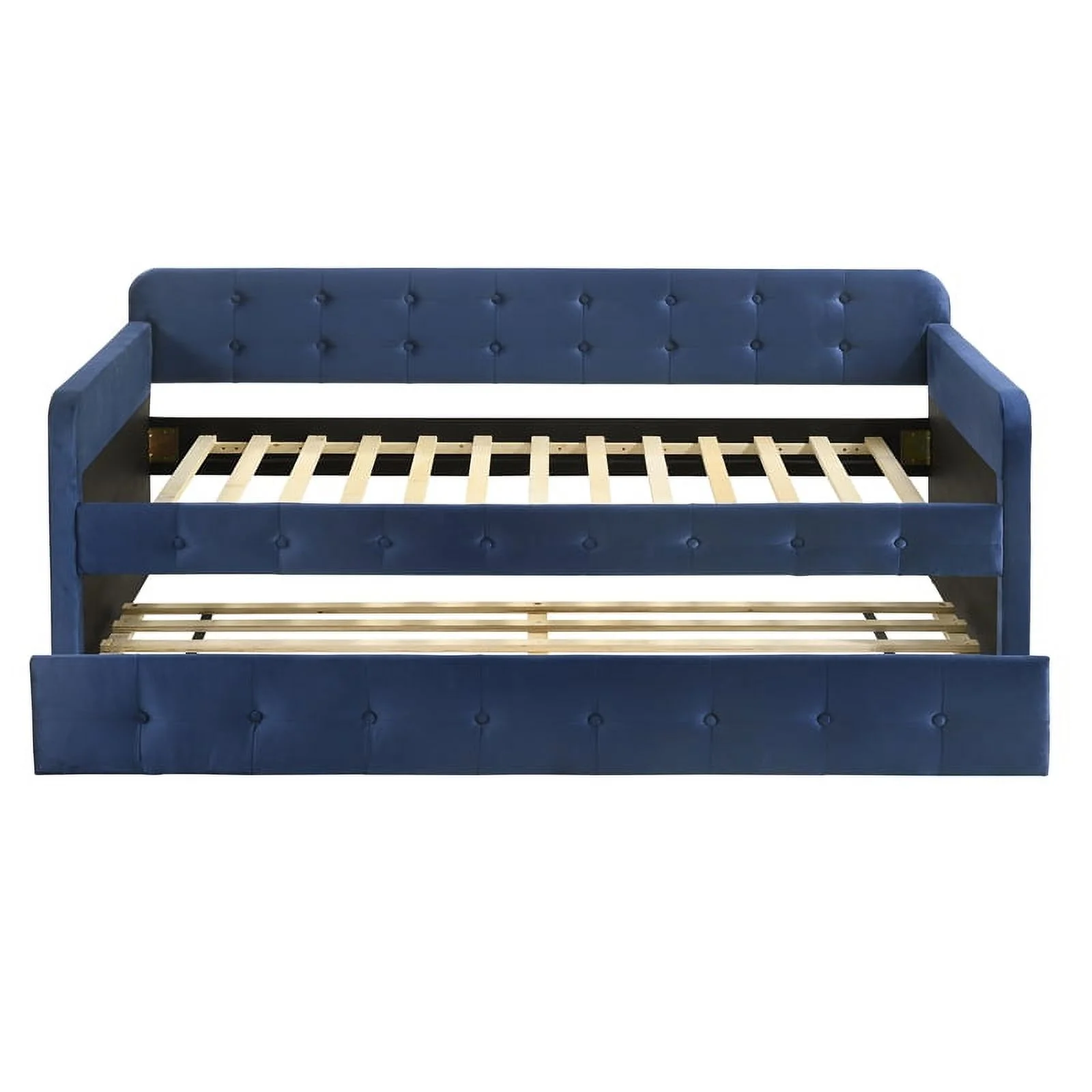 Bowery Hill Contemporary Fabric Twin Daybed with Trundle in Navy
