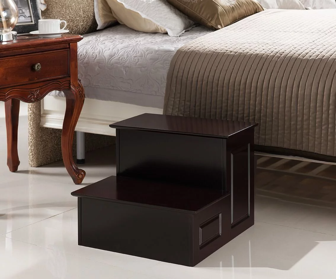 Kings Brand Furniture 2-Step Stool for Adults and Kids for Bedroom, Kitchen, Bathroom (Cherry)