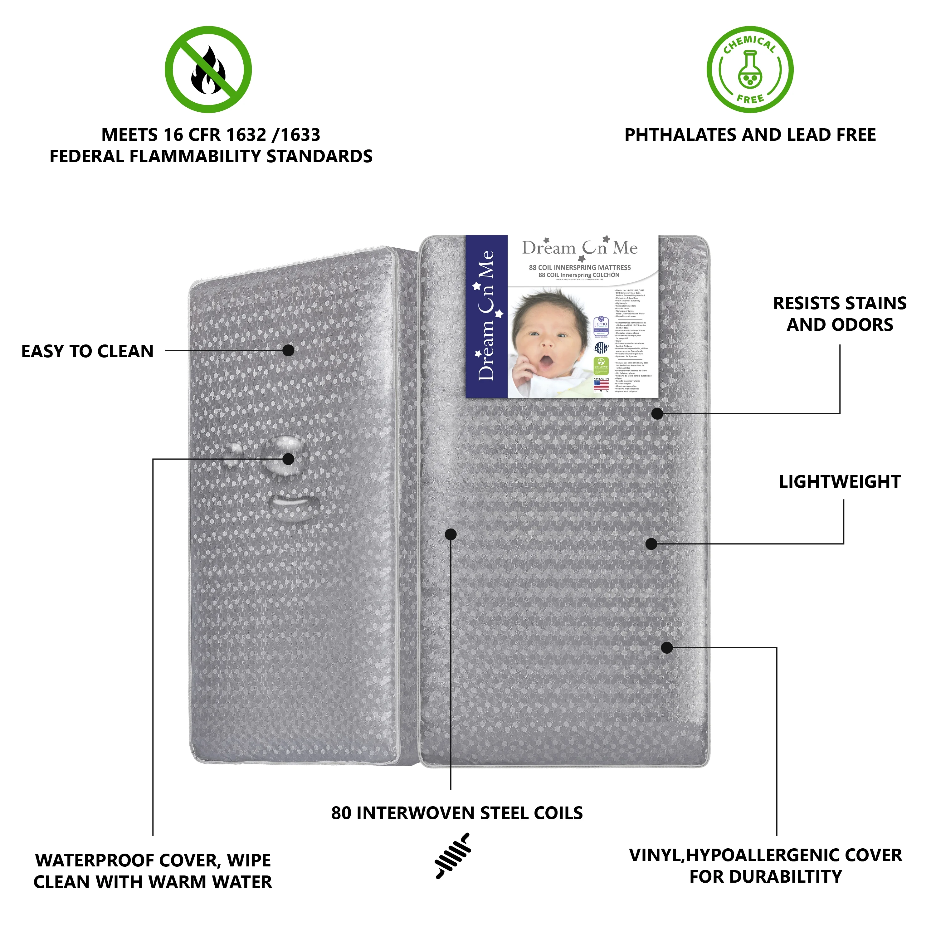 Dream on Me Superior Slumber 6” 112 Coil Crib & Toddler Innerspring Mattress