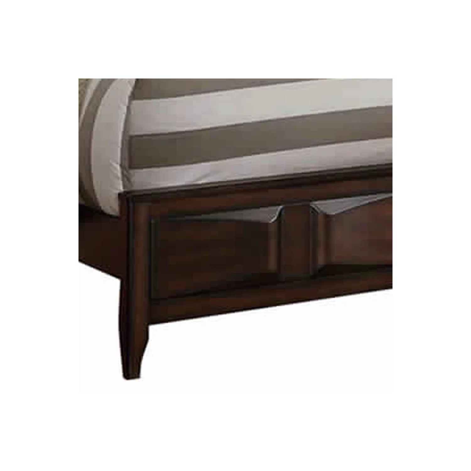 BenJara Crisp And Fine Lined Wooden C.King Bed With 3D Design on Front Board, Oak-Color:Oak