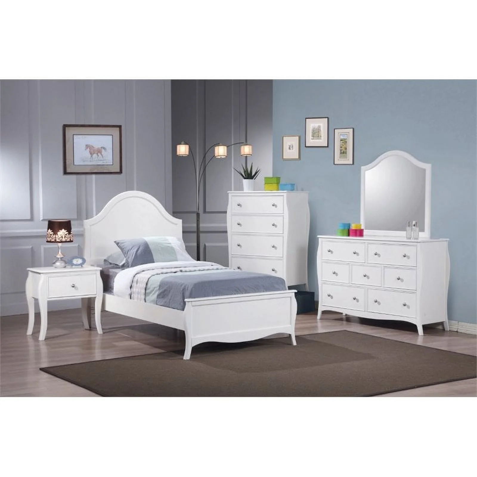 Bowery Hill Farmhouse Twin Panel Bed in White