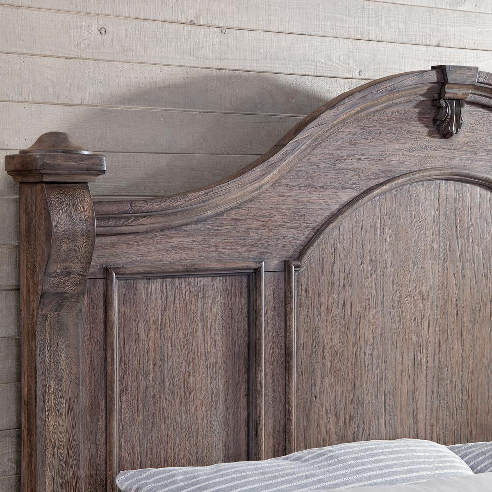 American Woodcrafters Heirloom Rustic Charcoal Wood Queen Poster Bed