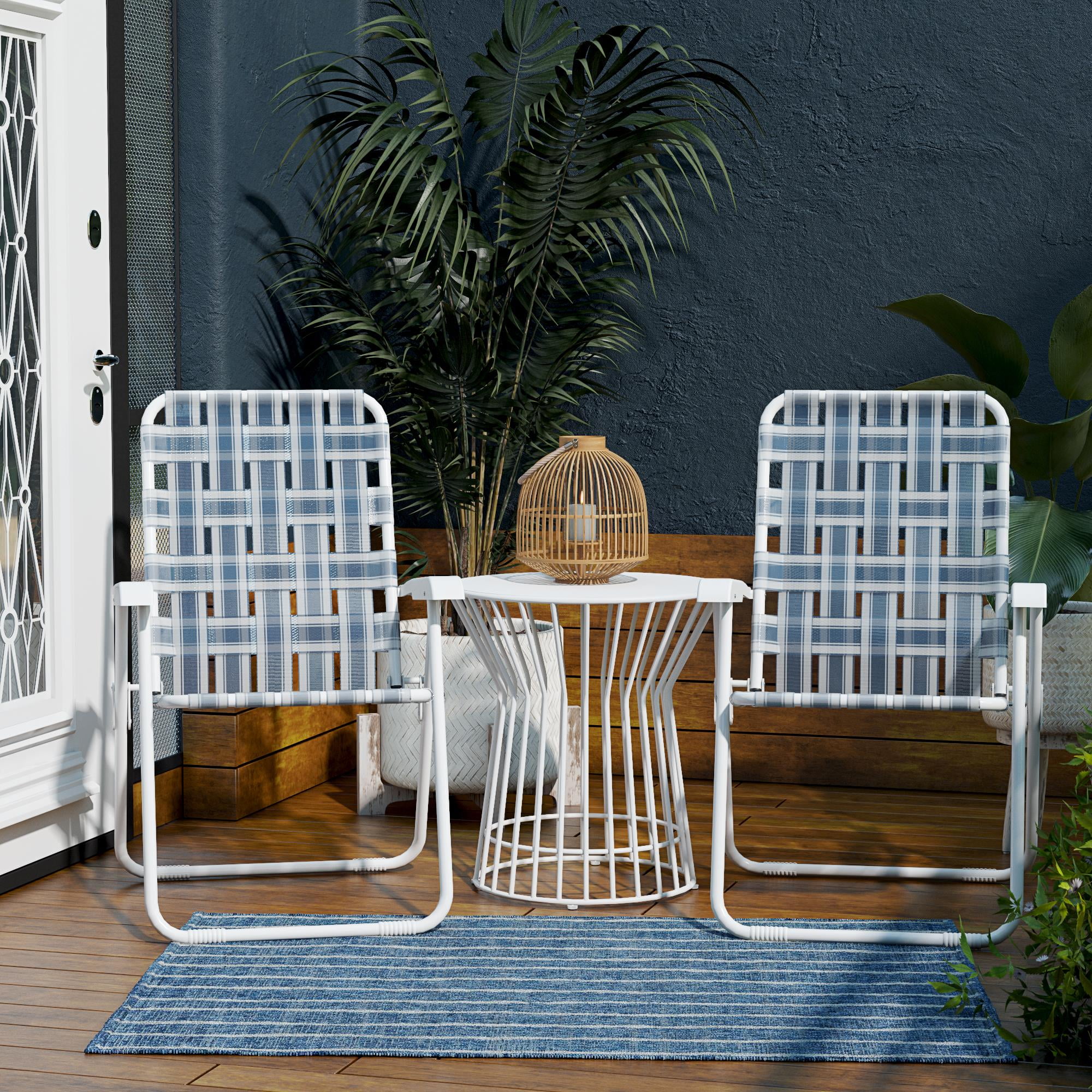 Novogratz Poolside Gossip, Priscilla Folding Chairs, 2-Pack, French Blue
