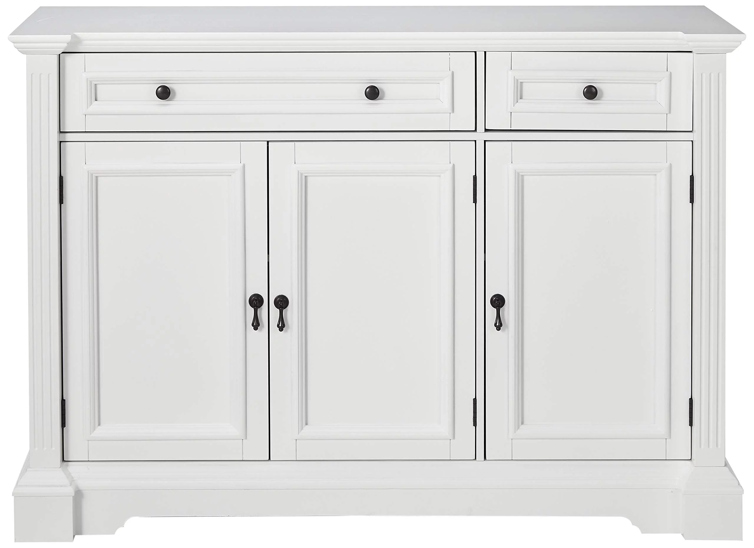 Kings Brand Furniture Traditional Wood Buffet Cabinet Console Table with 2 cabinets, 2 Drawers, White