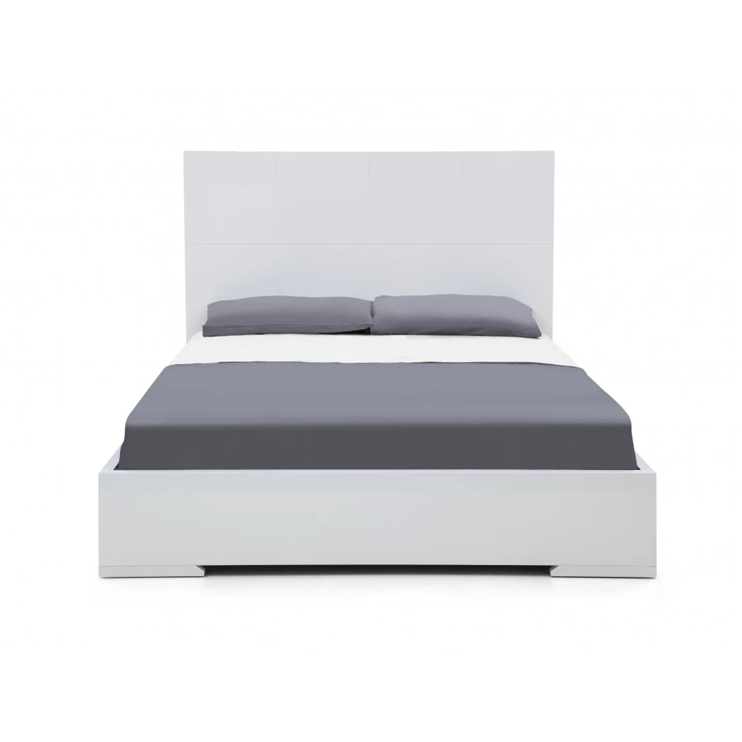 Whiteline Modern Living White Anna Contemporary High Gloss Lacquer Bed - Queen, Slat Kit Included