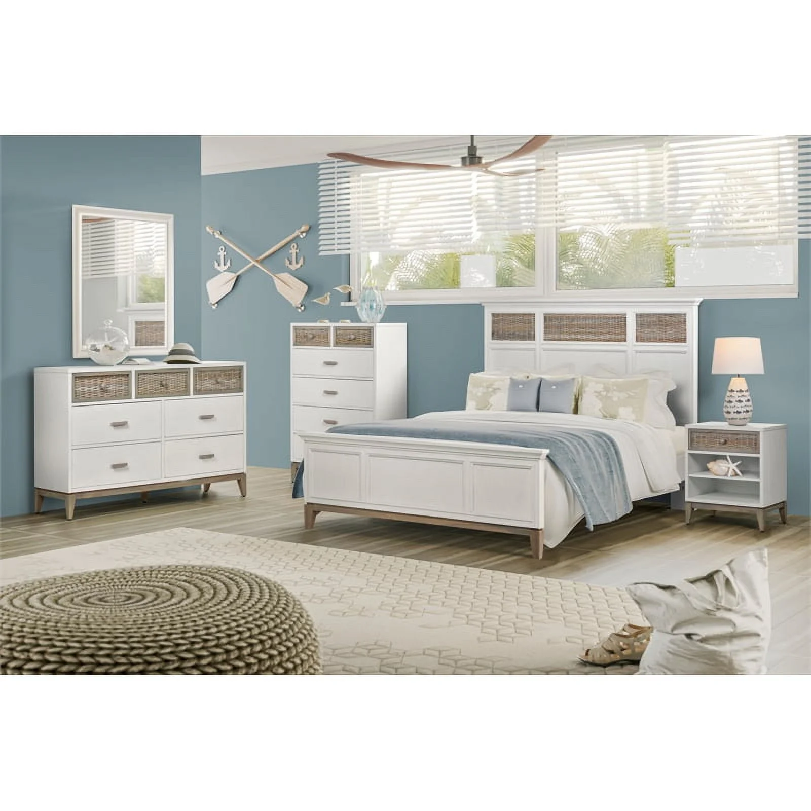 Sea Winds Kauai Queen Bed White Finish