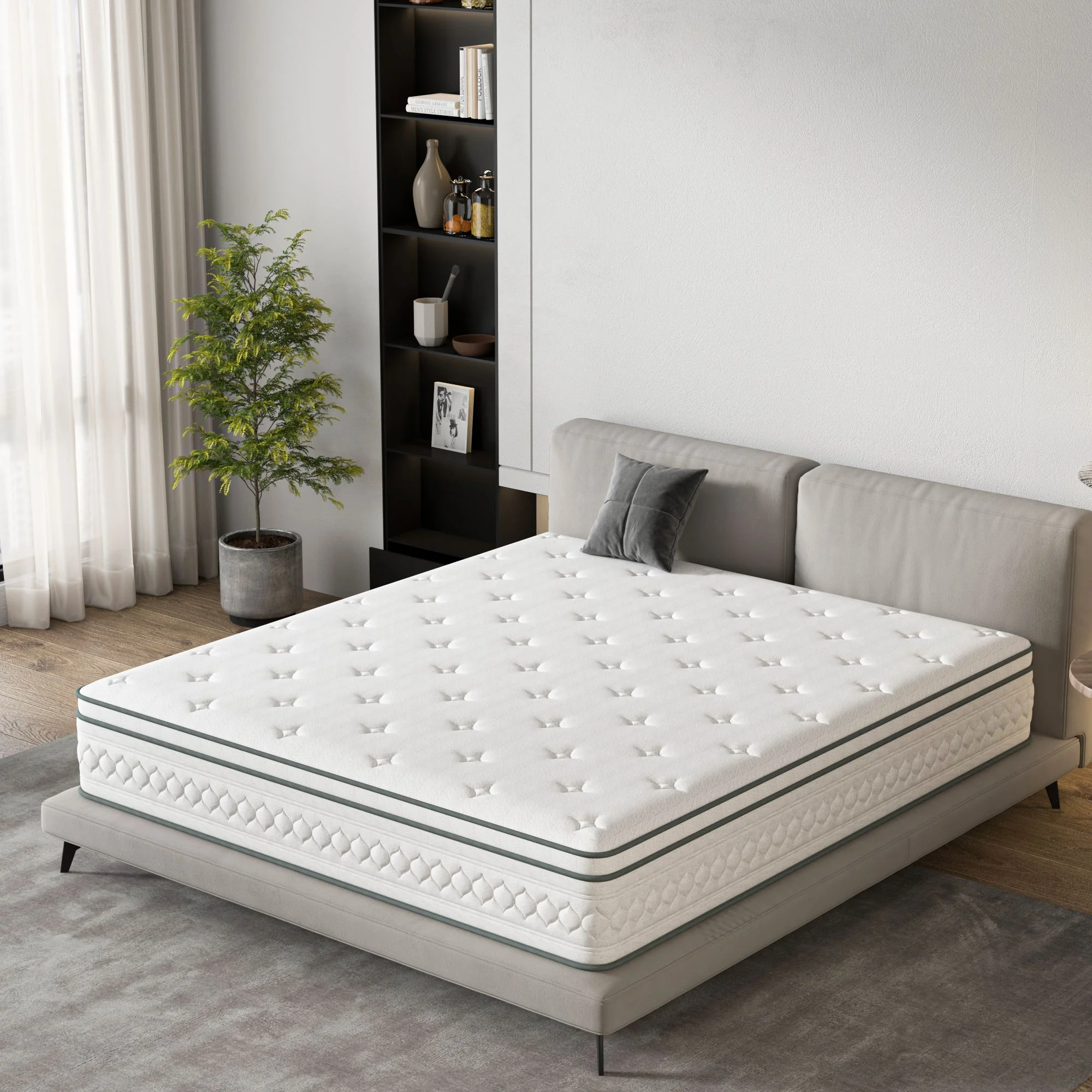 TXO King Mattress, 12 Inch Cooling-Gel Memory Foam and Individually Pocket Innerspring Hybrid Mattress, CertiPUR-US Certified,King Size Mattress