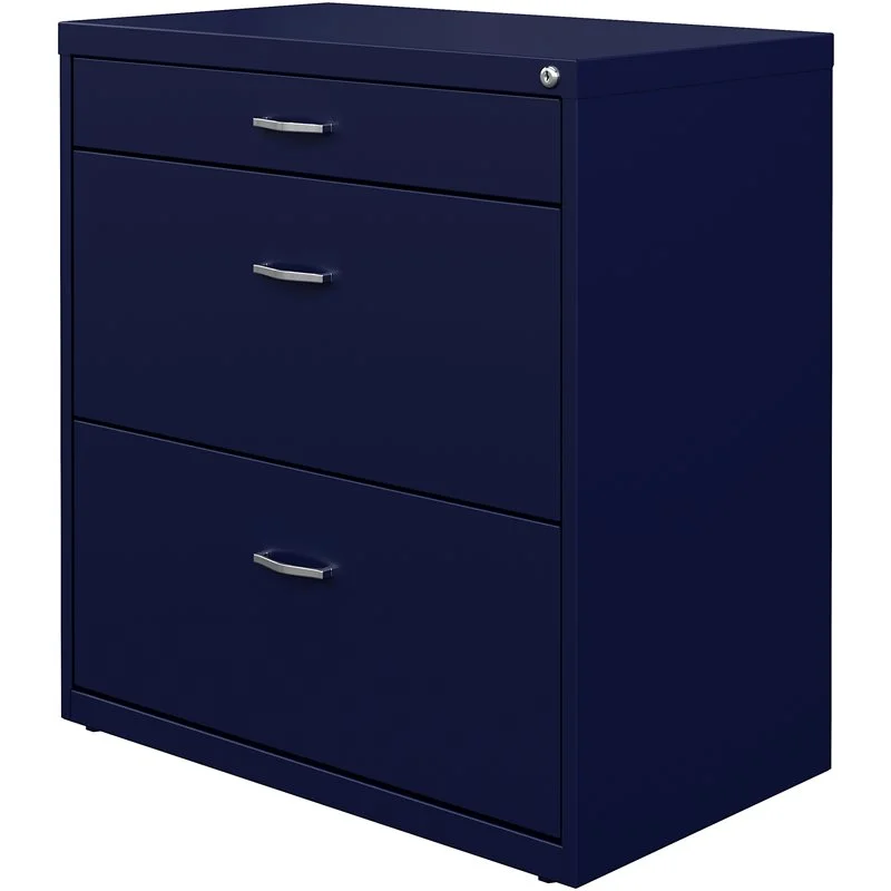 Home Square 2-Piece Set with Mobile Desk and 3 Drawer File Cabinet in Navy