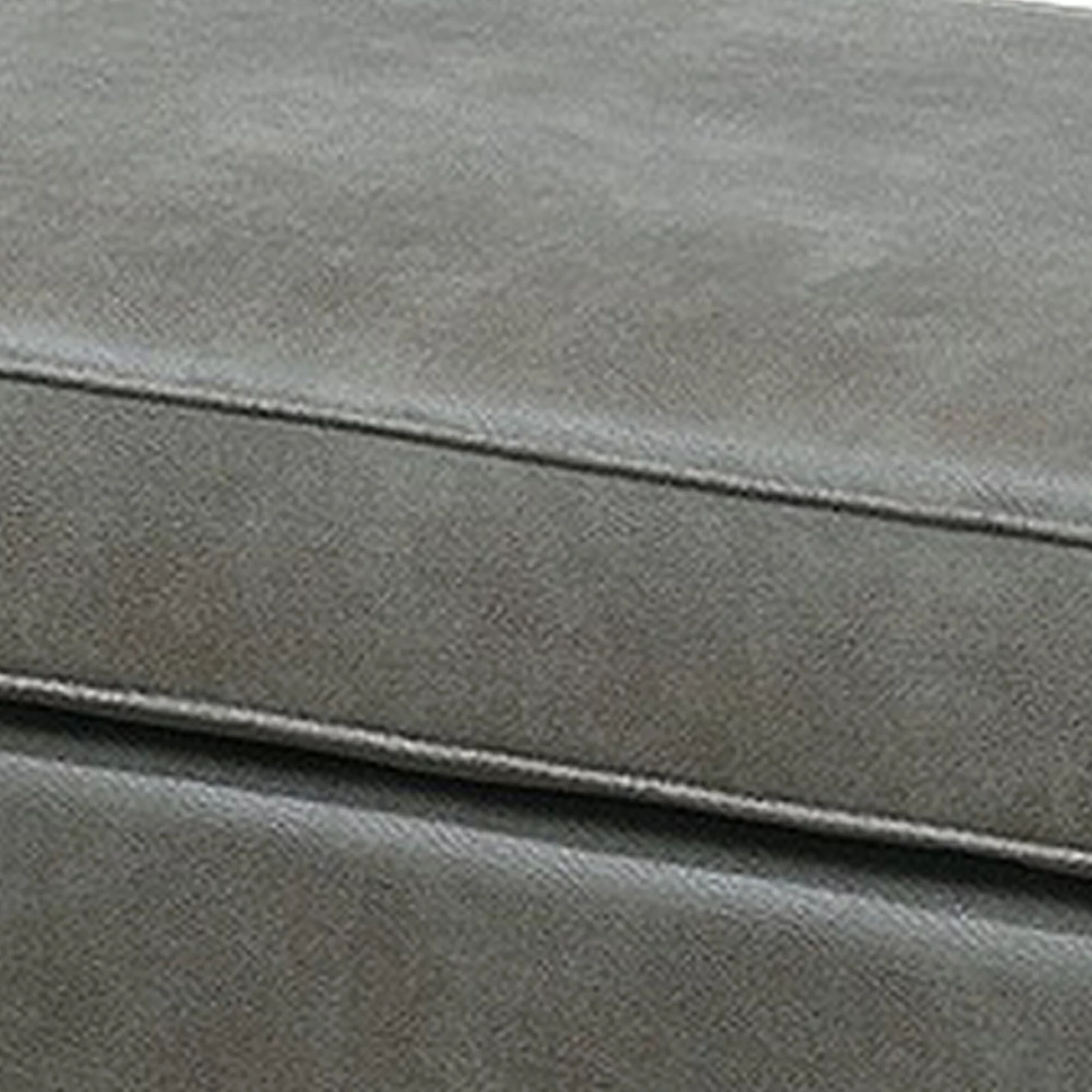 Leatherette Ottoman with Nailhead Trim and Turned Feet, Gray