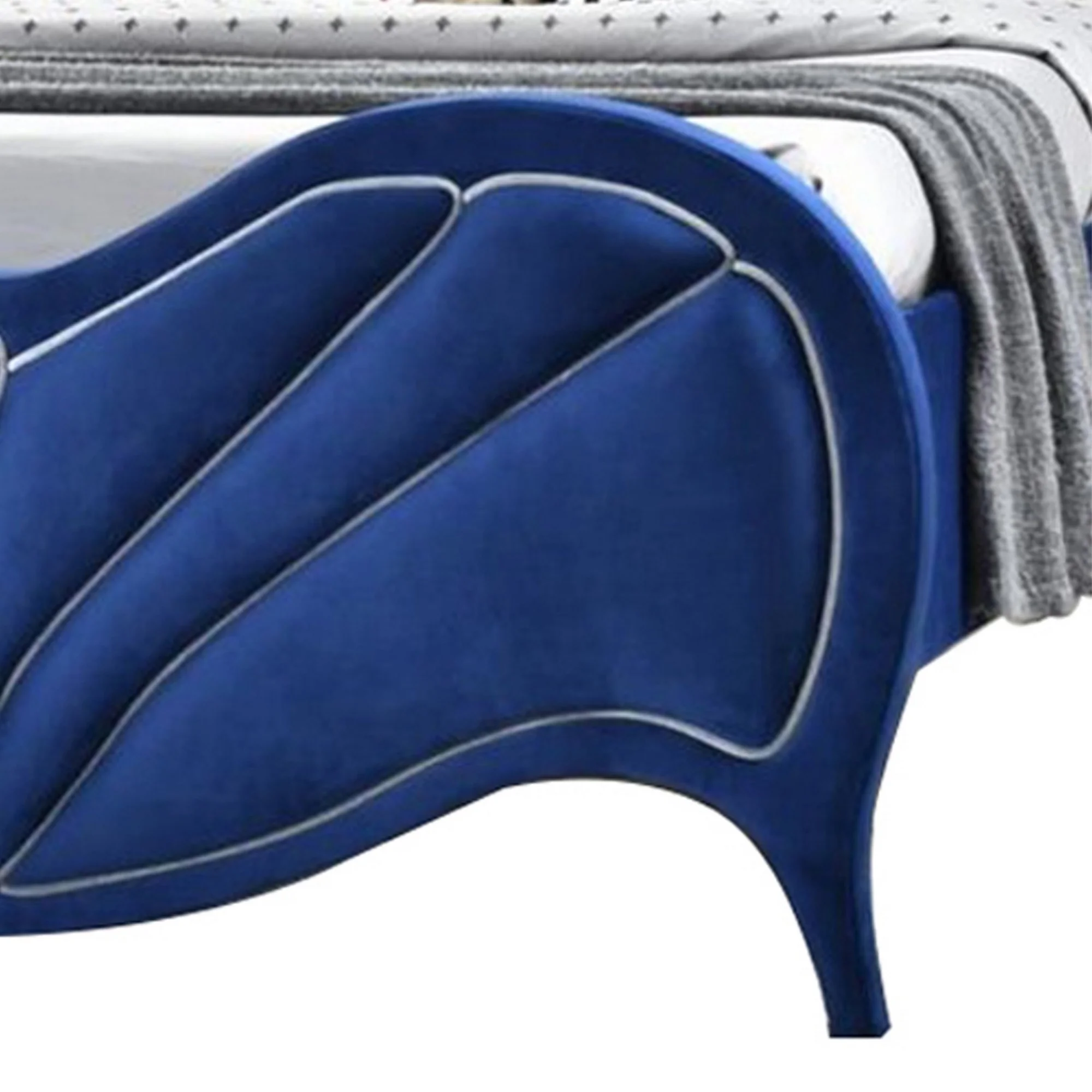 Velvet Upholstered Channel Tufted Eastern King Bed, Blue