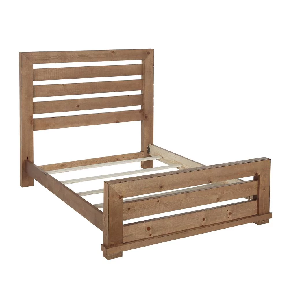 Progressive Furniture Willow King Wood Slat Bed in Distressed Pine Tan
