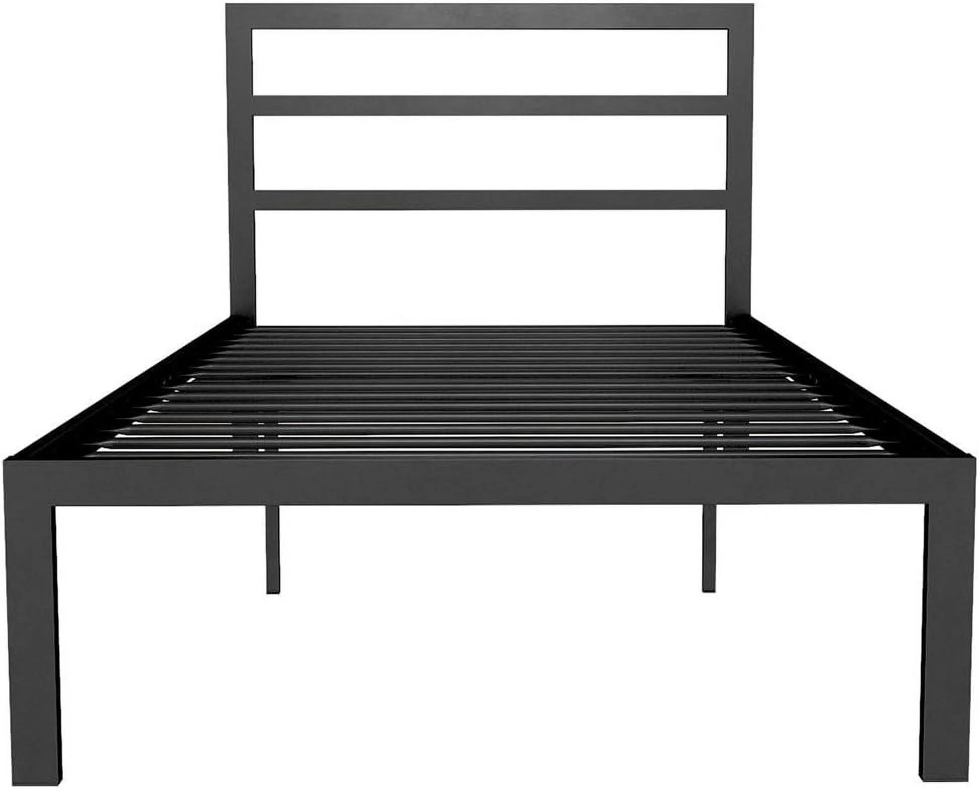 Metal Platform Bed With Headboard, , Black
