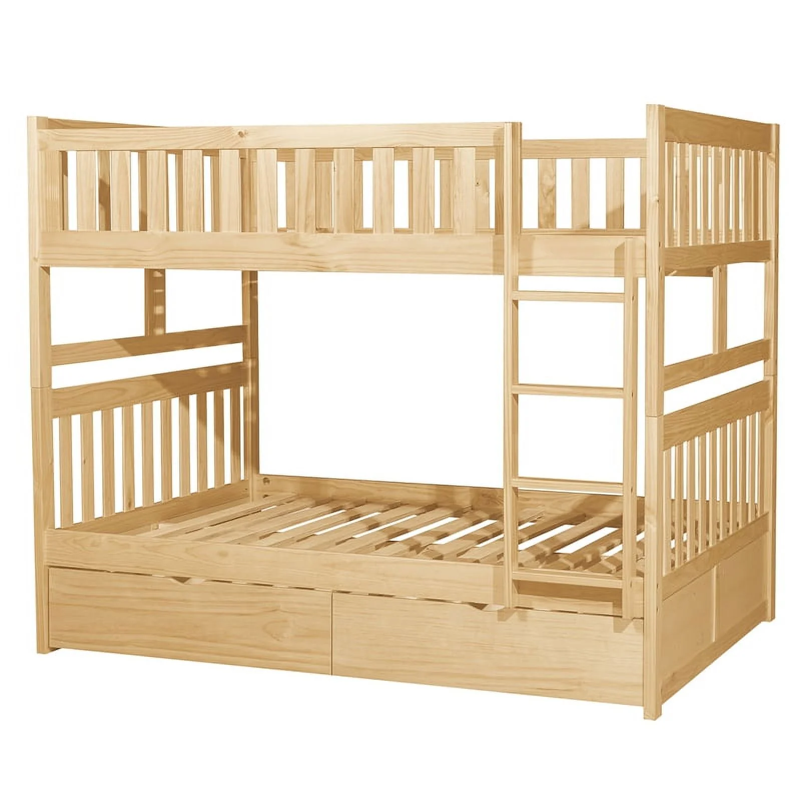 Lexicon Contemporary Wood Full/Full Bunk Bed with Storage Boxes in Natural Pine