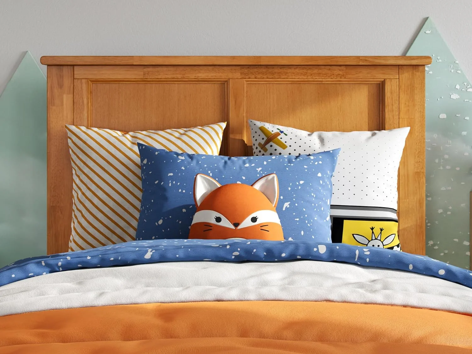 Madison Twin Solid Wood Panel Headboard with Attachable Charger, Light