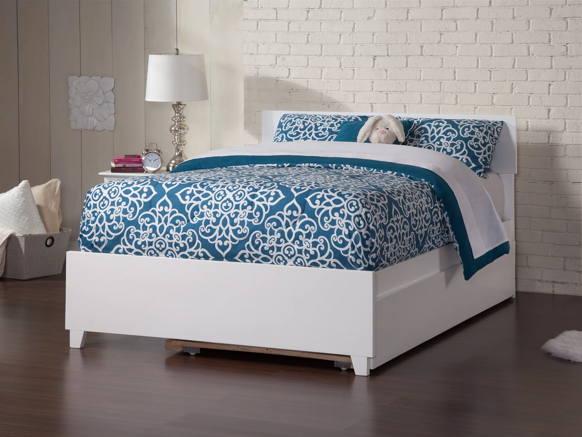 Orlando Platform Bed with Matching Foot Board with Twin Size Urban Trundle Bed, Multiple Colors, Multiple Sizes