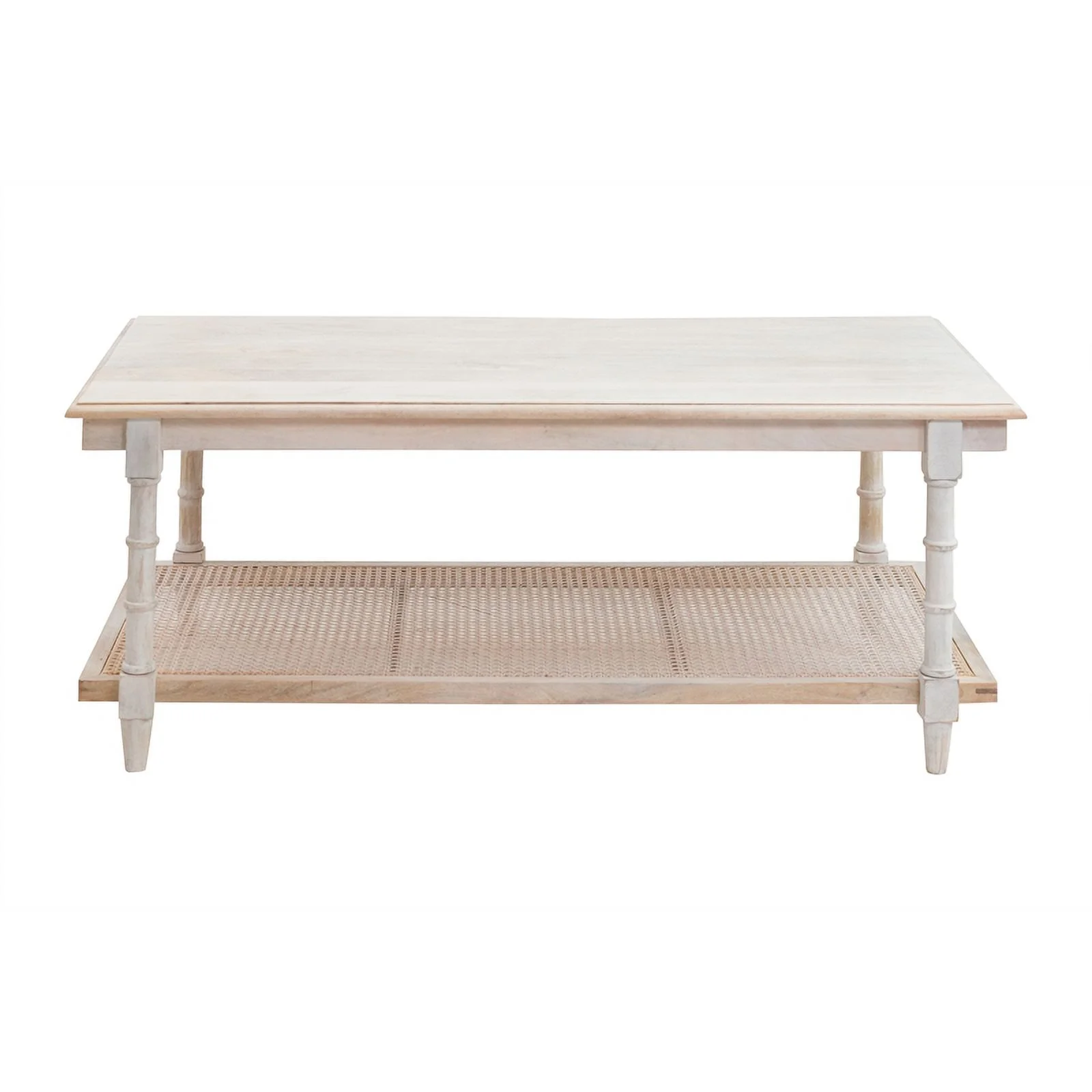 Carolina Classics Chesterfield Wood & Cane Coffee Table in Whitewash
