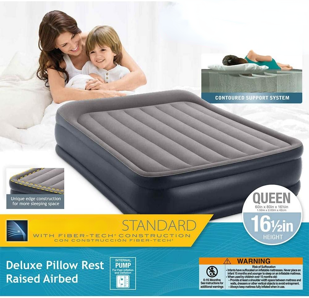 Pillow Dura-Beam Series Rest Raised Airbed with Internal Pump (2020 Model)