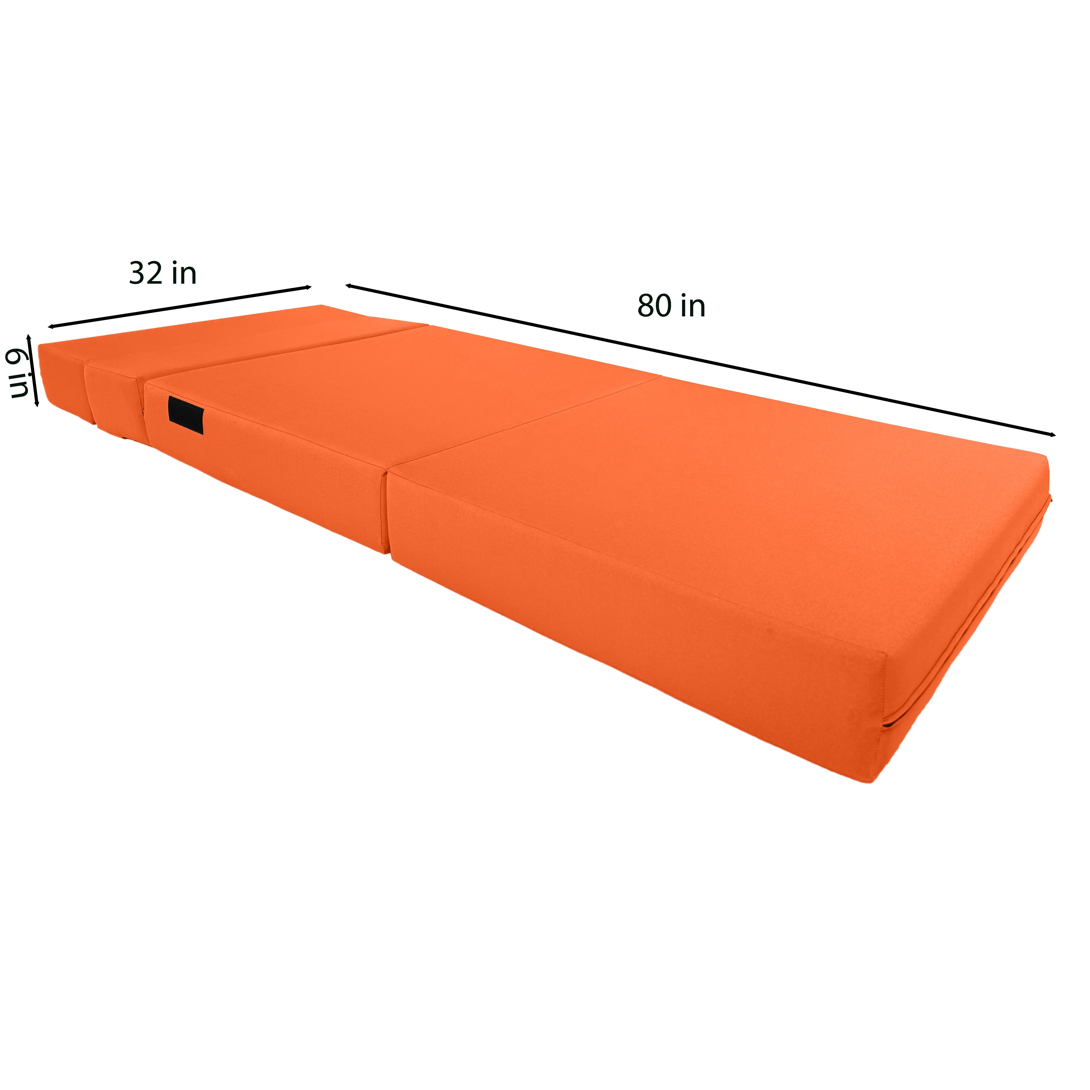 Lounger Folding Foam Mattresses, Portable Convertible Sofa Beds, Sleeper Flip Chairs, Orange 80 x 32 x 6