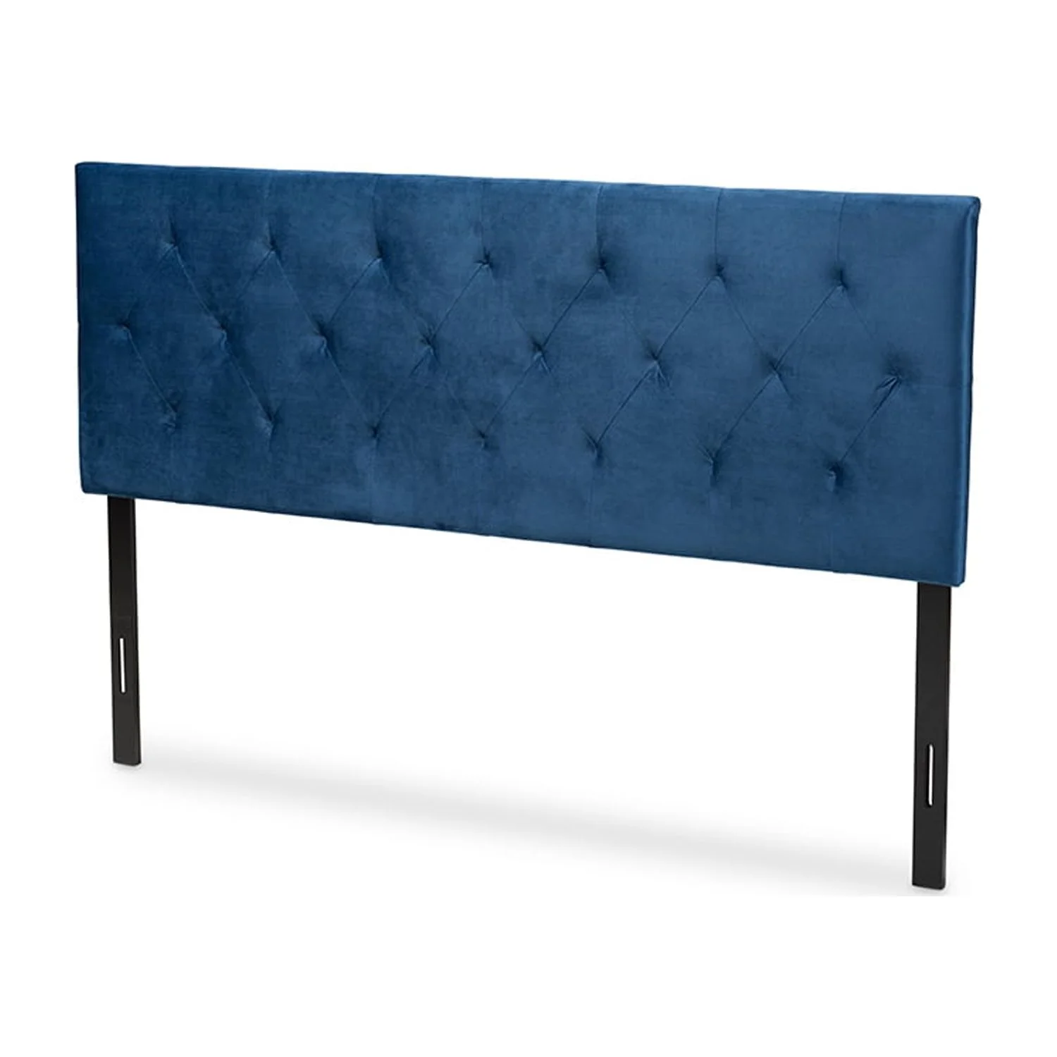 HomeStock Vintage Vogue Navy Blue Velvet Fabric Upholstered Queen Size Headboard