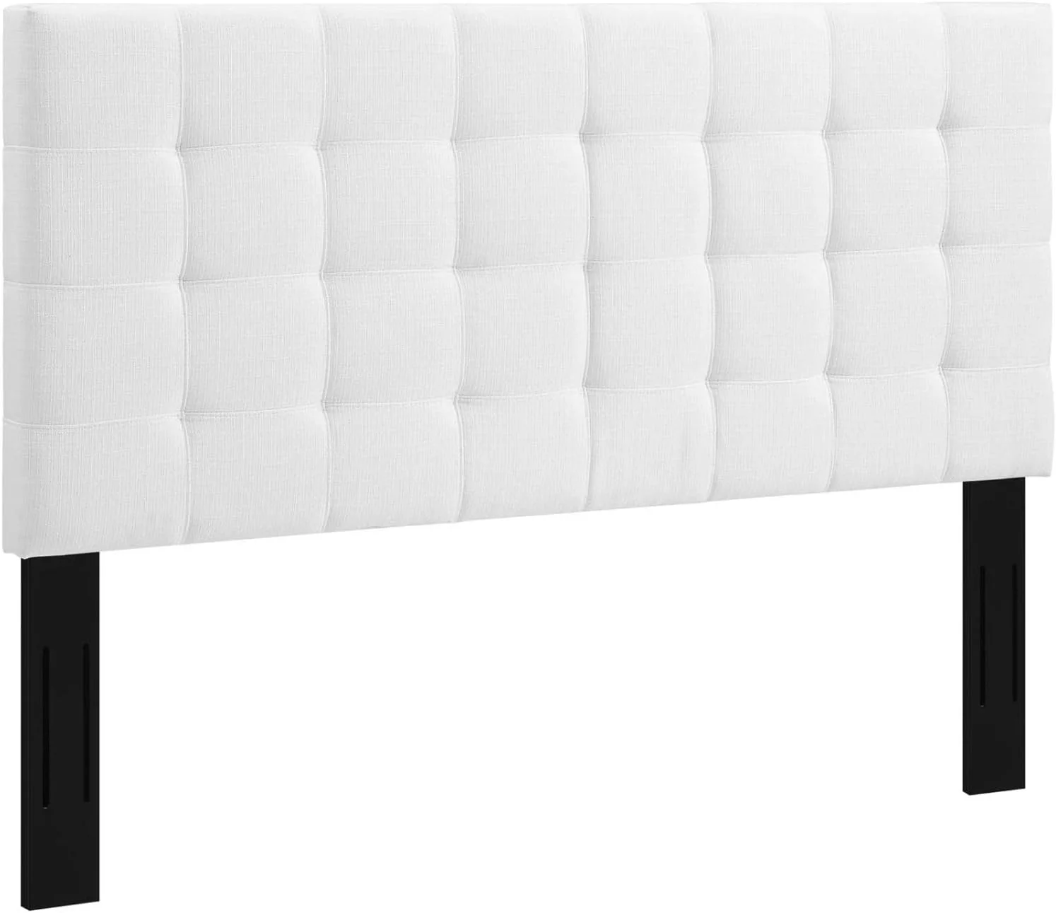 Paisley Upholstered Tufted Linen Fabric Full / Queen Headboard Size In White