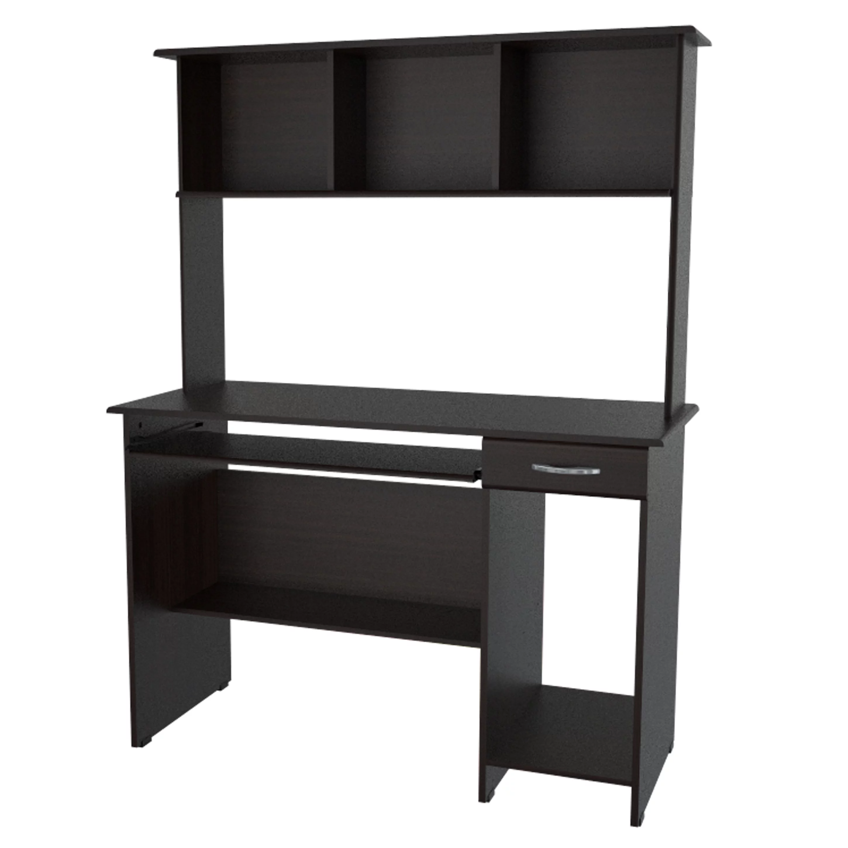 Inval Traditional Laminate Computer Desk and Hutch with Storage in Espresso