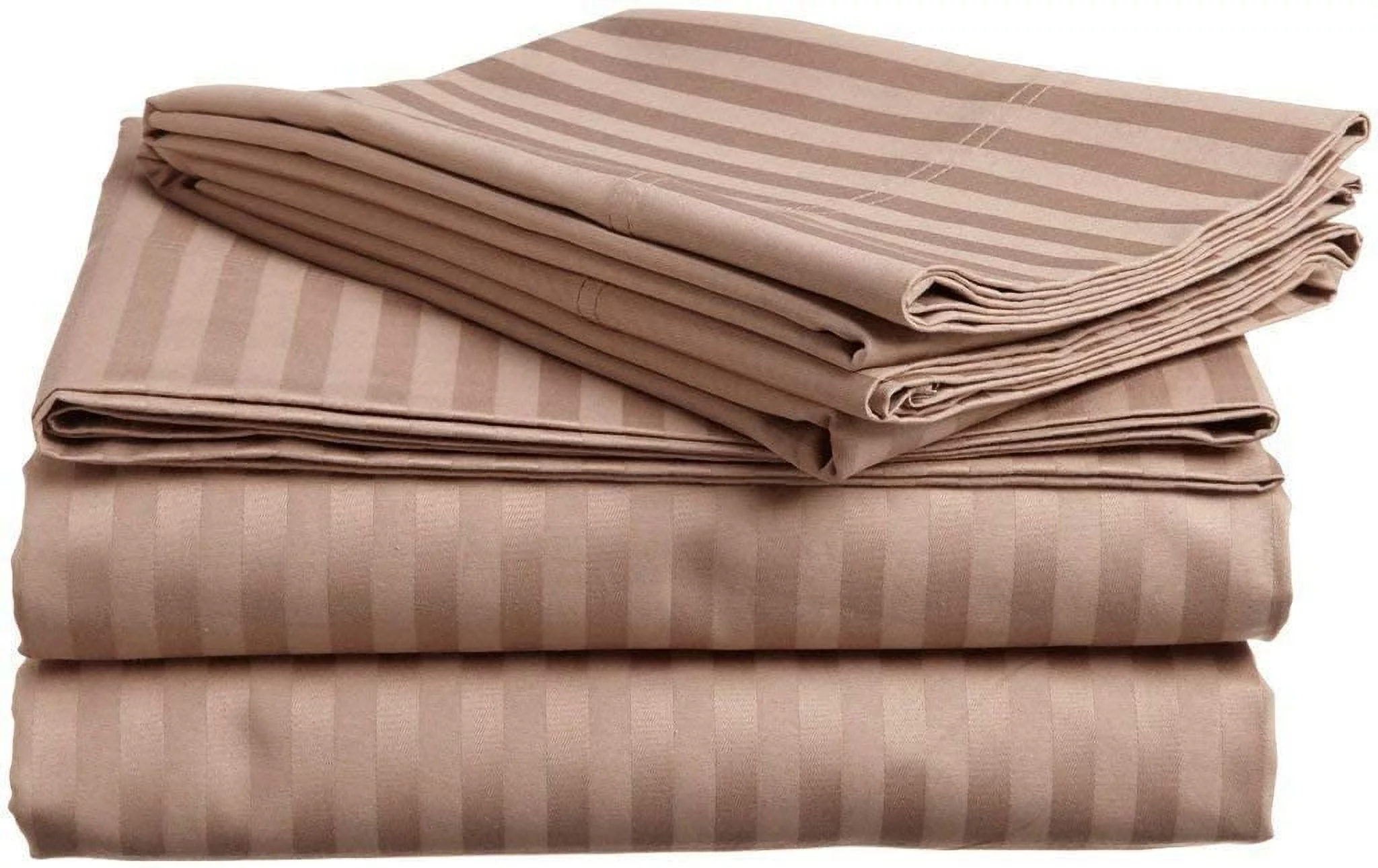1200 Thread Count 4 Piece Quality Sheet Set 24 Inch Deep Pocket 100% Egyptian Cotton Color Taupe Stripe Size King