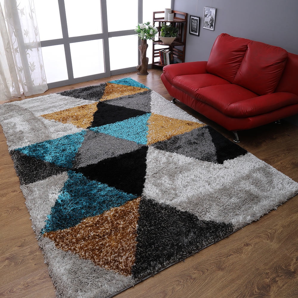 RUGSOTIC CARPETS HAND TUFTED SHAG POLYESTER ECO-FRIENDLY AREA RUGS - 5'x8', Rectangle, Multicolor, Plain Solid Design, High Pile Thick Handmade Anti Skid Area Rugs for Living Room, Bed Room K00111