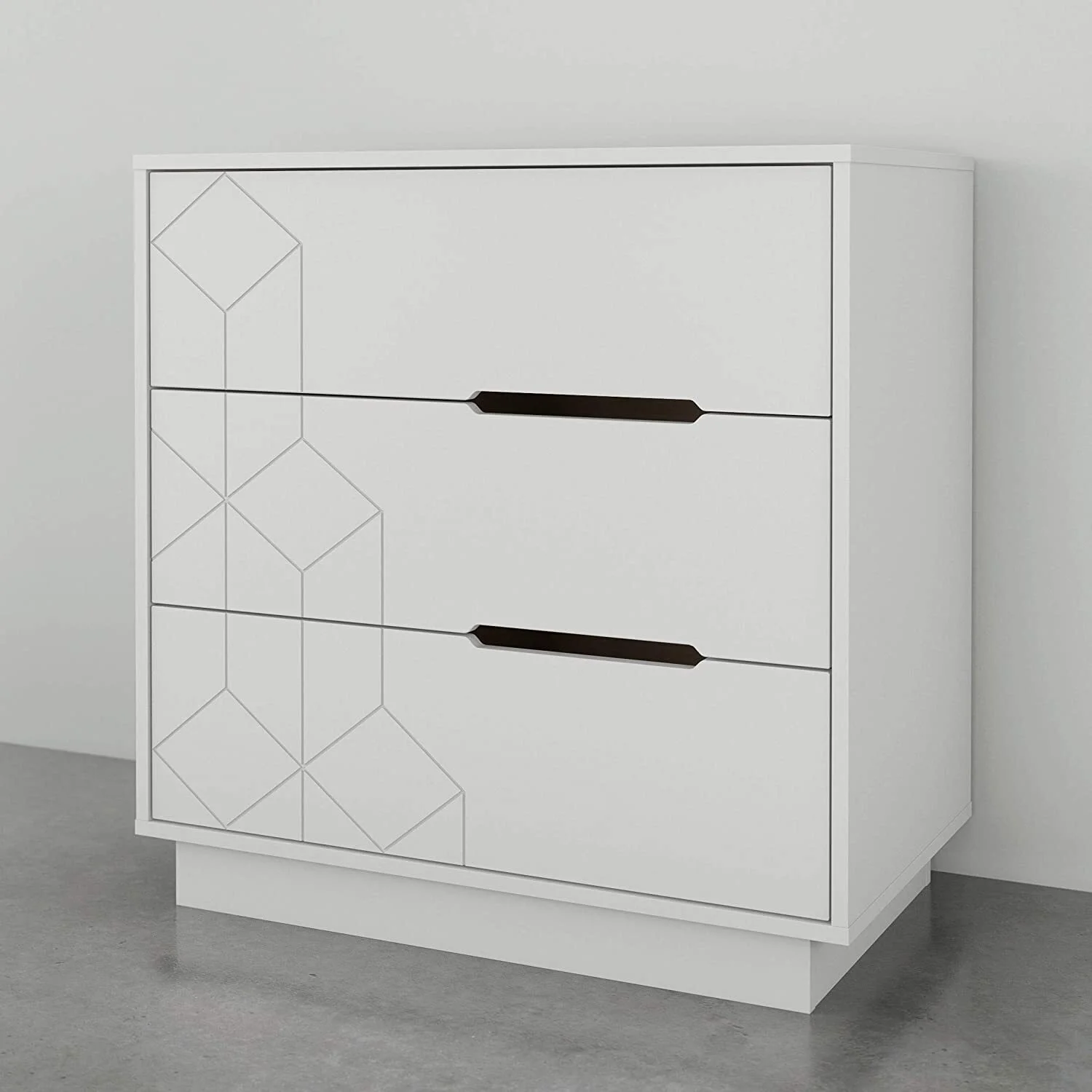 Homestock Old World 420303 3-Drawer Chest, White