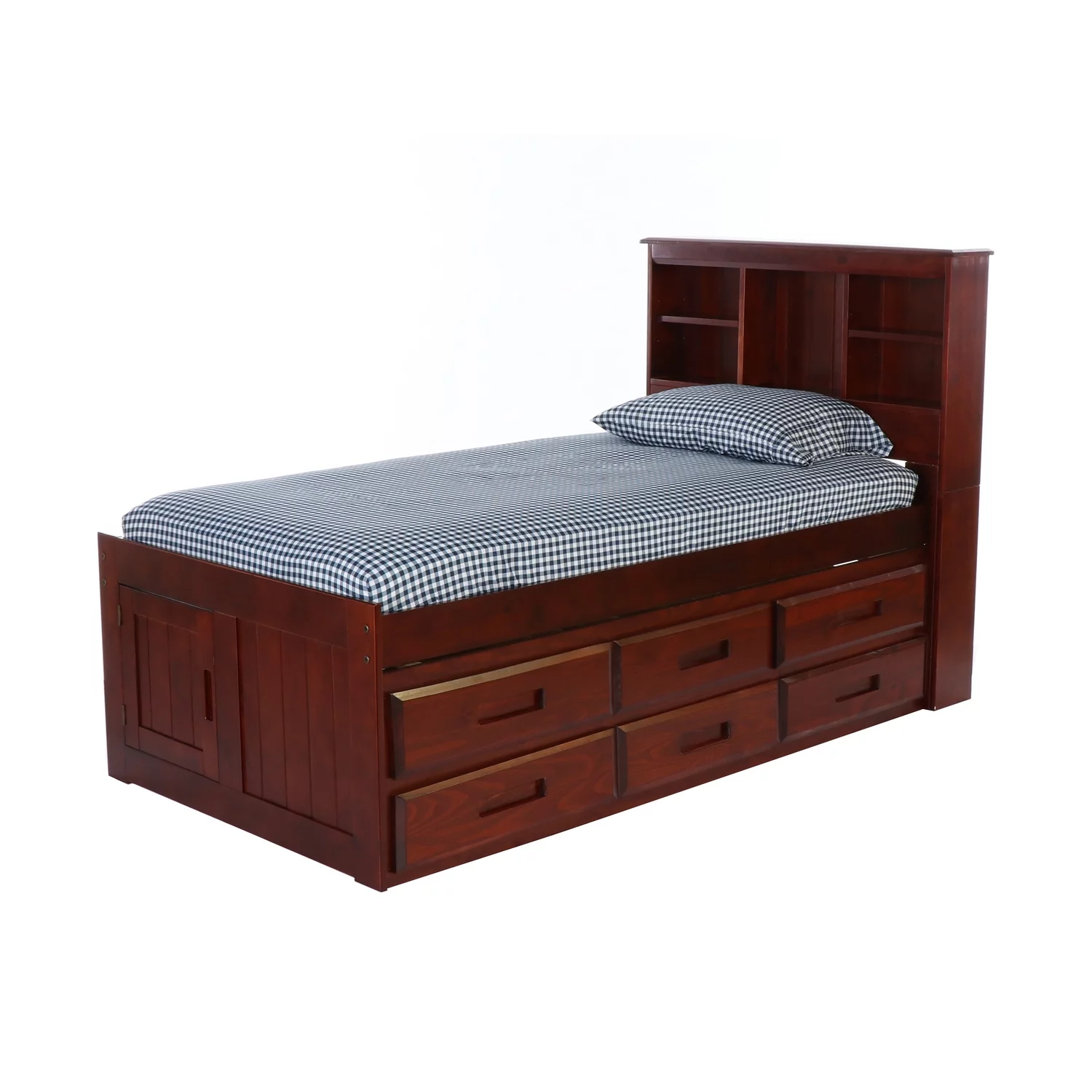 American Furniture Classics Twin Captains Bookcase Bed with Two Six Drawer Pedestals