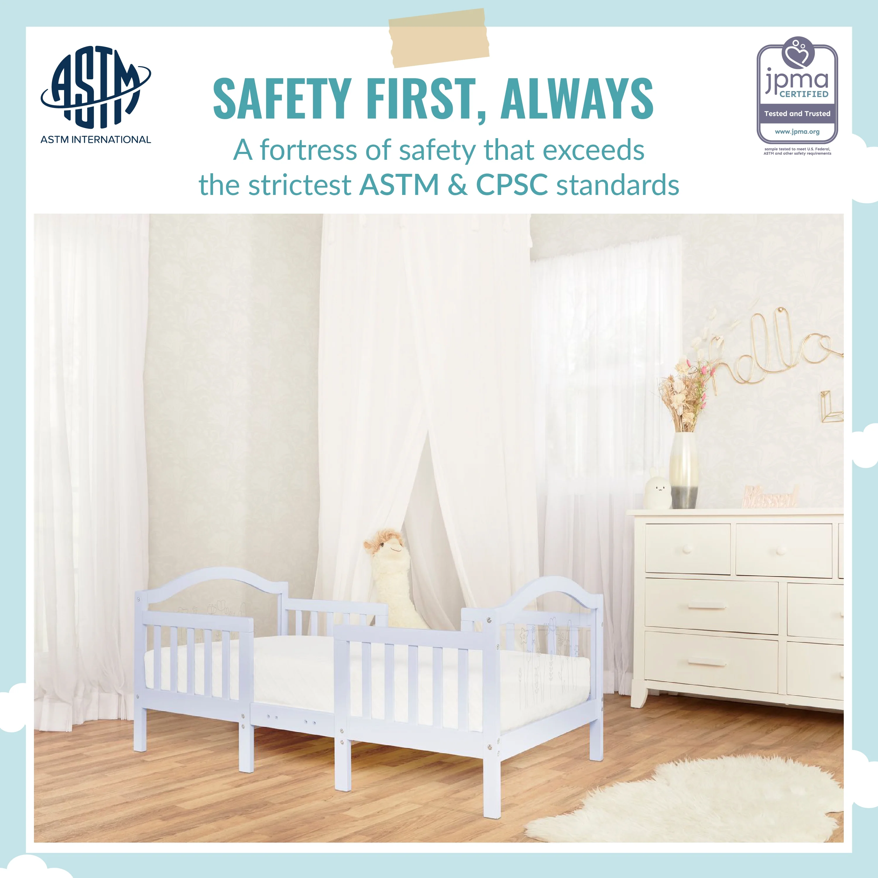 Dream On Me Rosie Toddler Bed In Lavender Ice