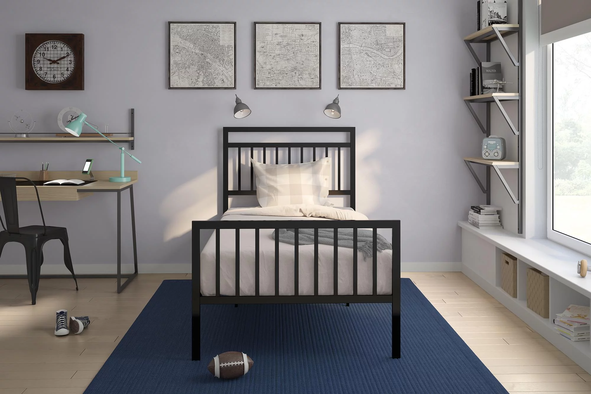 DHP Jackson Modern Metal Bed, Black, Multiple Sizes