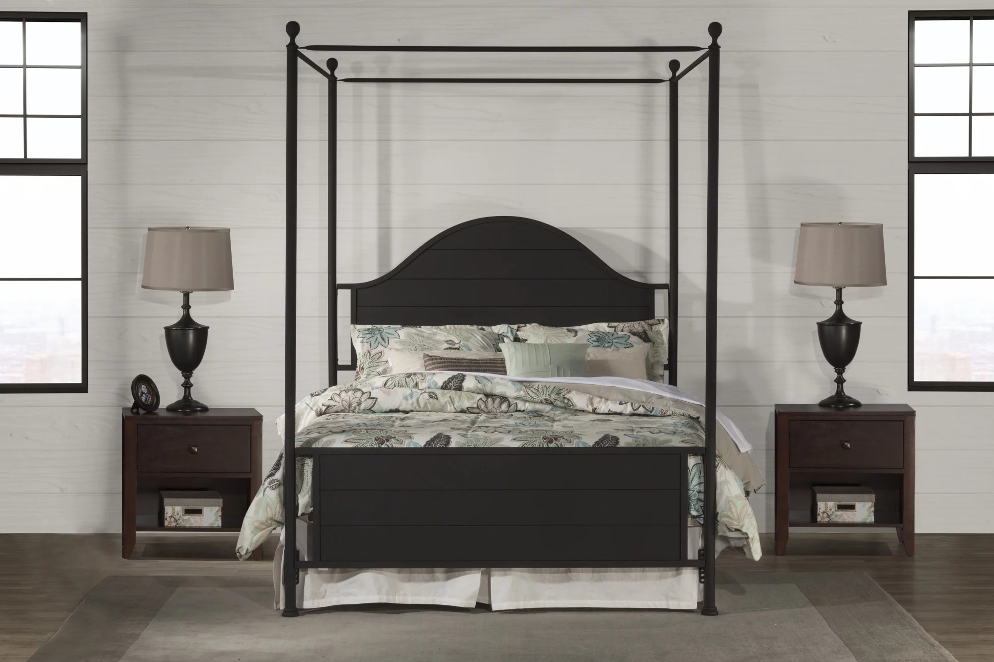 Hillsdale Furniture Cumberland Queen Metal Canopy Bed, Textured Black