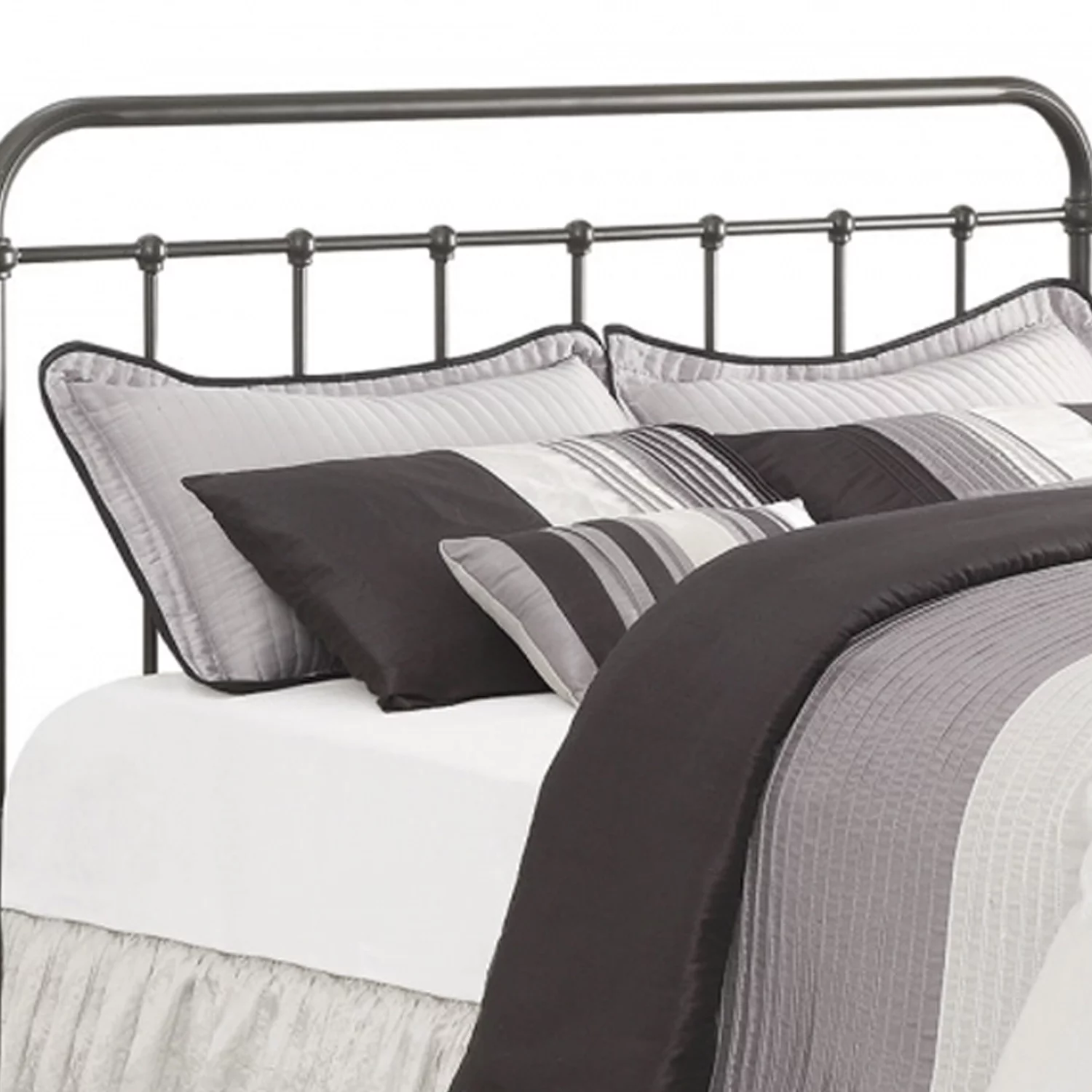 Benzara Metallic Full Size Bed, Dark Bronze