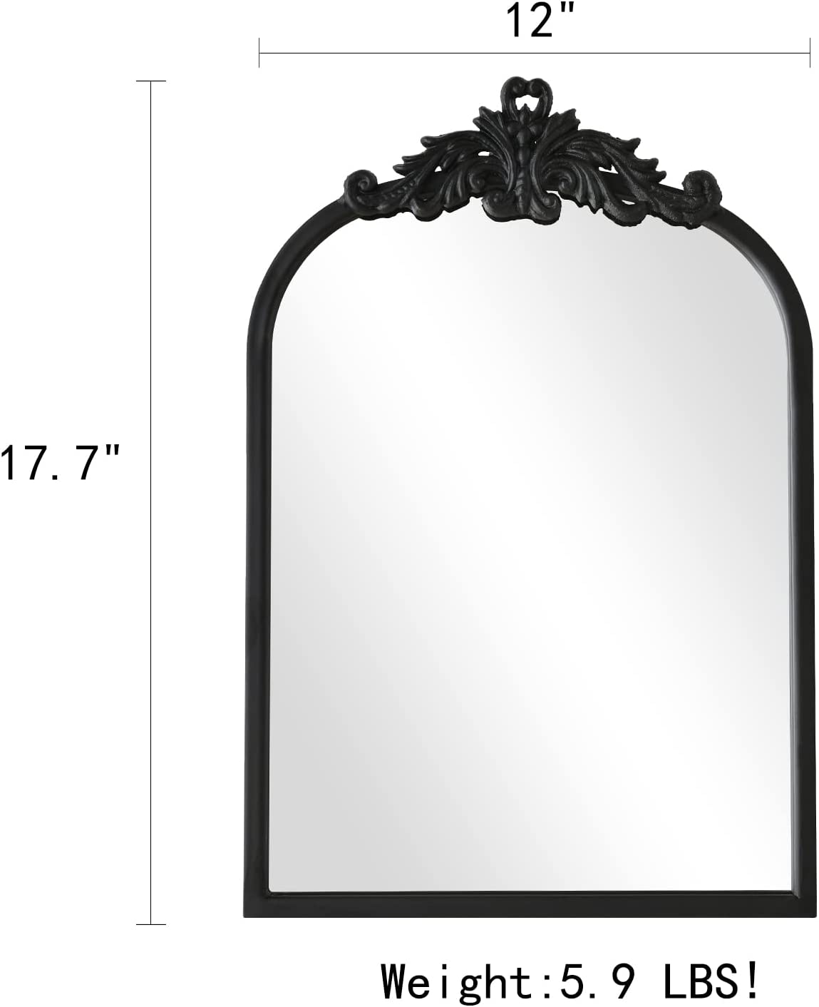 JIAH Arendahl Traditional Arch Mirror,Vintage Decorative Wall Mirror,31 x 19,Gold,Antique Arched Wall Mirror with Metal Frame