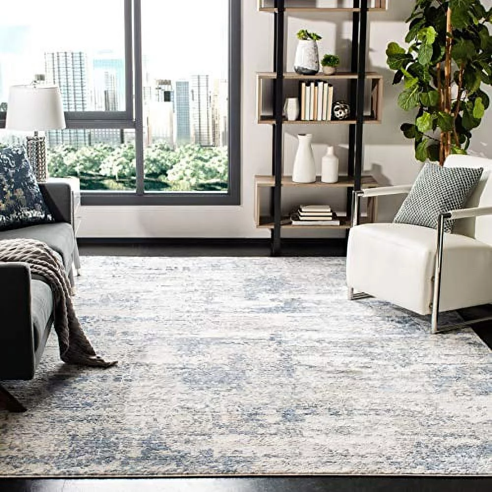 SAFAVIEH Amelia Ian Abstract Distressed Area Rug, Ivory/Blue, 5'3