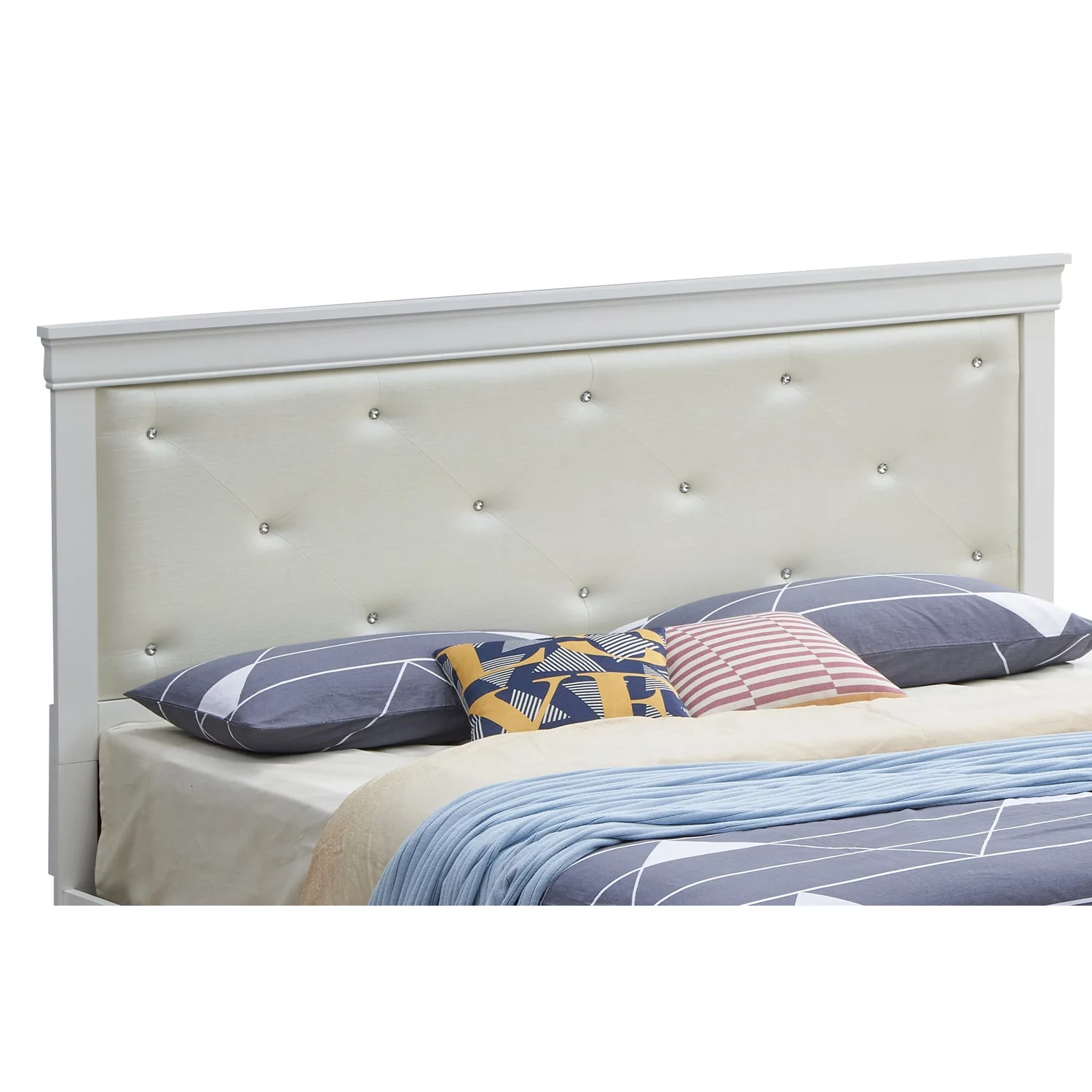 Homestock Coastal Craftsman G6590B-QB2 Queen Bed , Silver Champagne