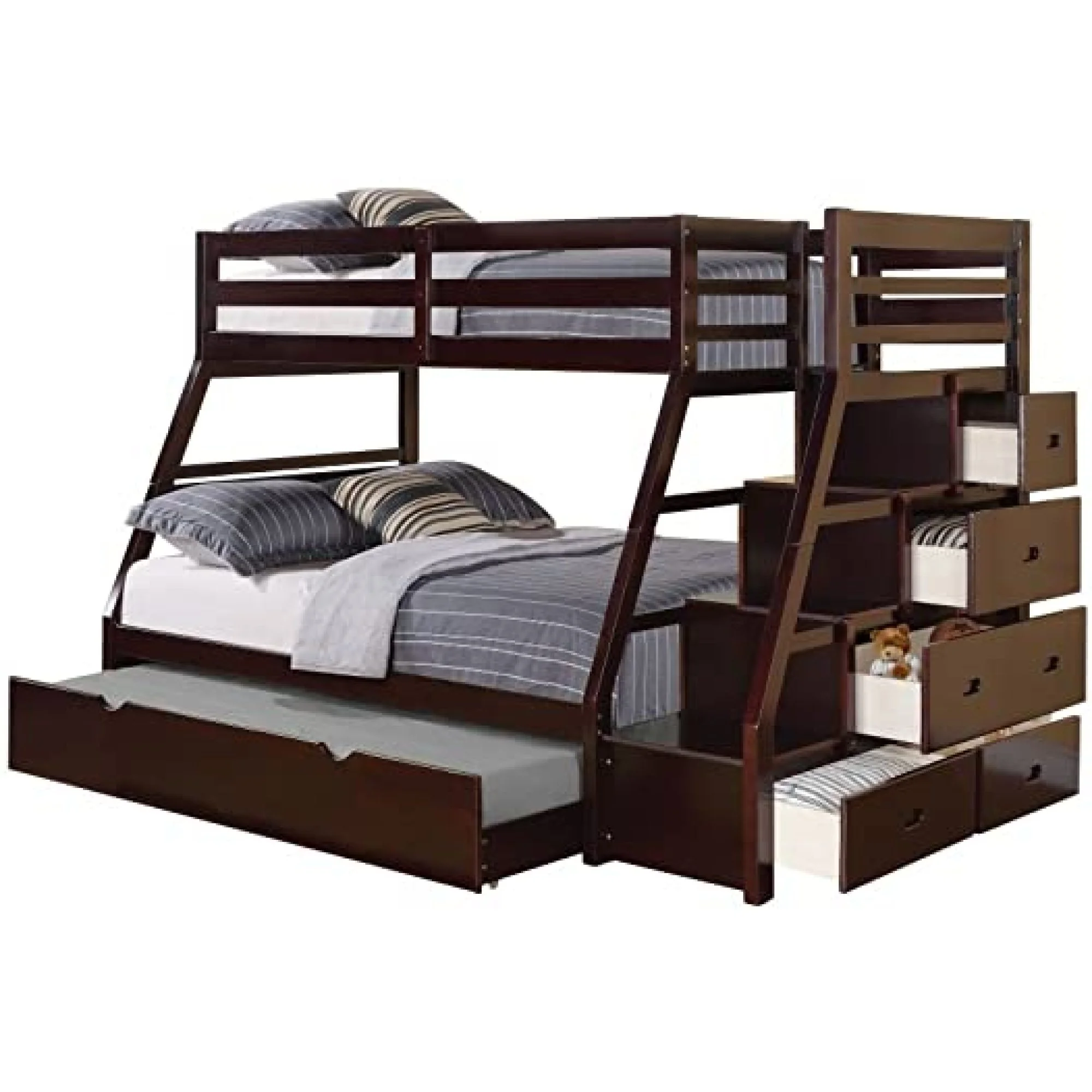 Miekor Furniture Jason Bunk Bed (Twin/Full) in Espresso