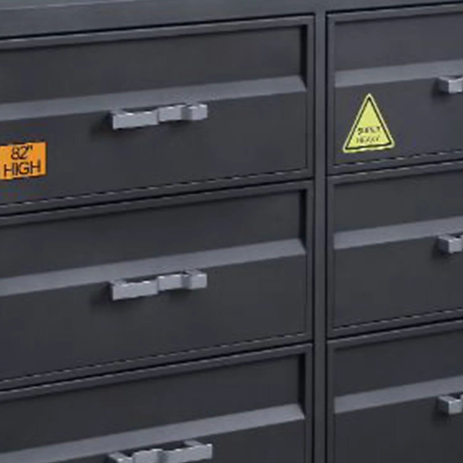 Benjara Dresser with 6 Metal Drawers and Container Style, Gray