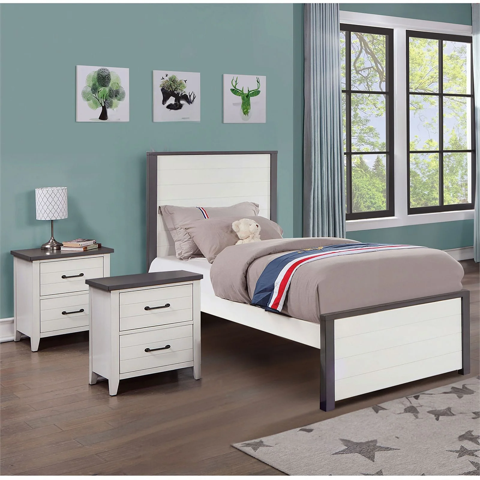 Furniture of America Acres 3pc Wood White Bedroom Set - Full + 2 Nightstands