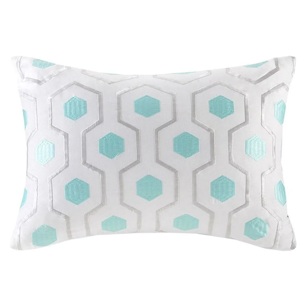 Gracie Mills Fionnuala Solid Embroidered Comforter Set with Chevron Sheets and Decorative Pillow - GRACE-11997