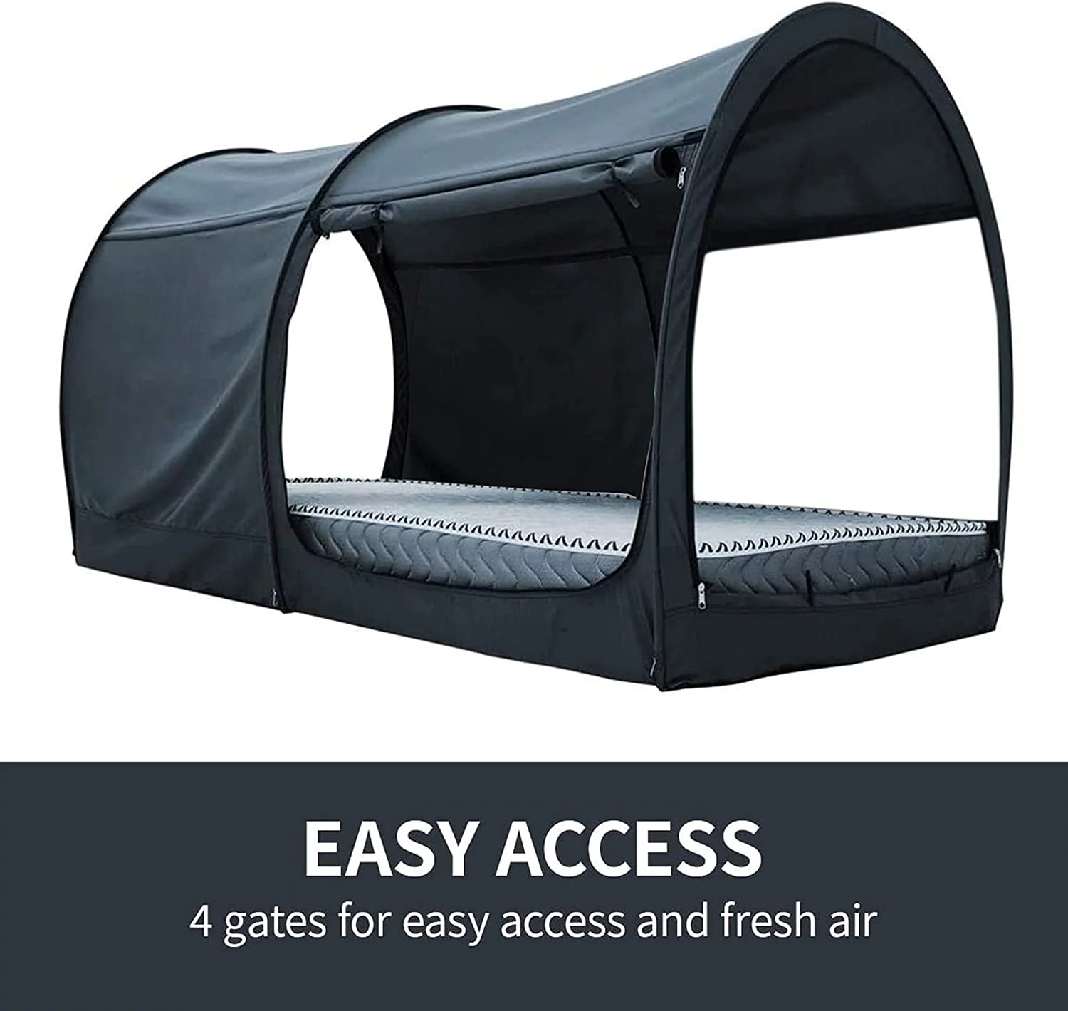 EighteenTek Privacy Pop Bed Tent Canopy Sleeping Tent Twin Size Charcoal