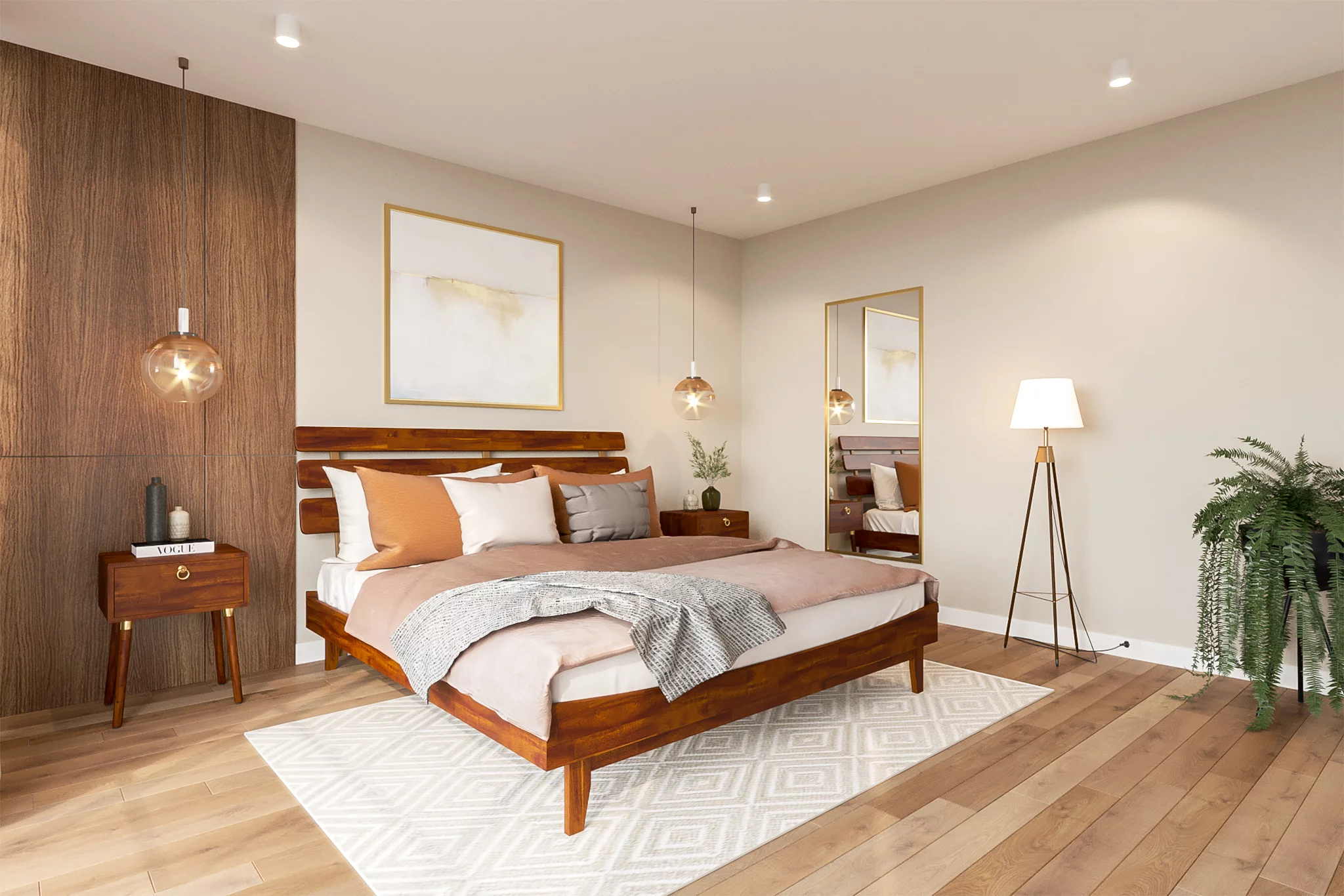 Bme Caden 15 Inch Deluxe Bed Frame with Adjustable Headboard - Mid Century, Retro Style with Acacia Wood - No Box Spring Needed - 12 Strong Wood Slat Support - Easy Assembly - Dark Chocolate, King