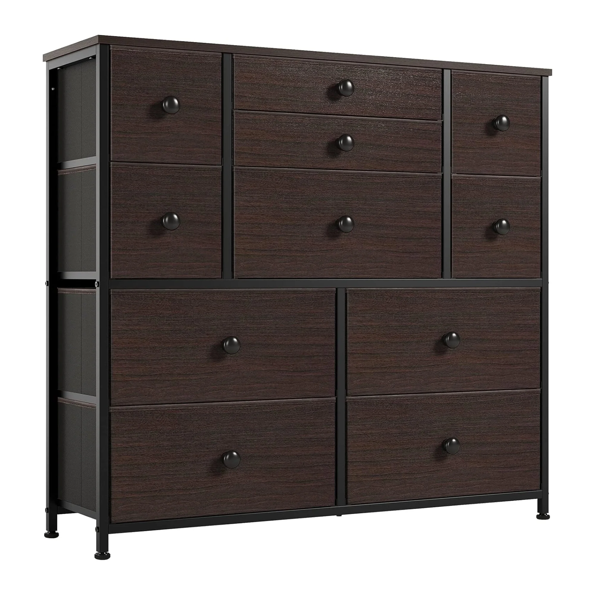 REAHOME 11 Drawer Steel Frame Bedroom Storage Organizer Dresser, Taupe