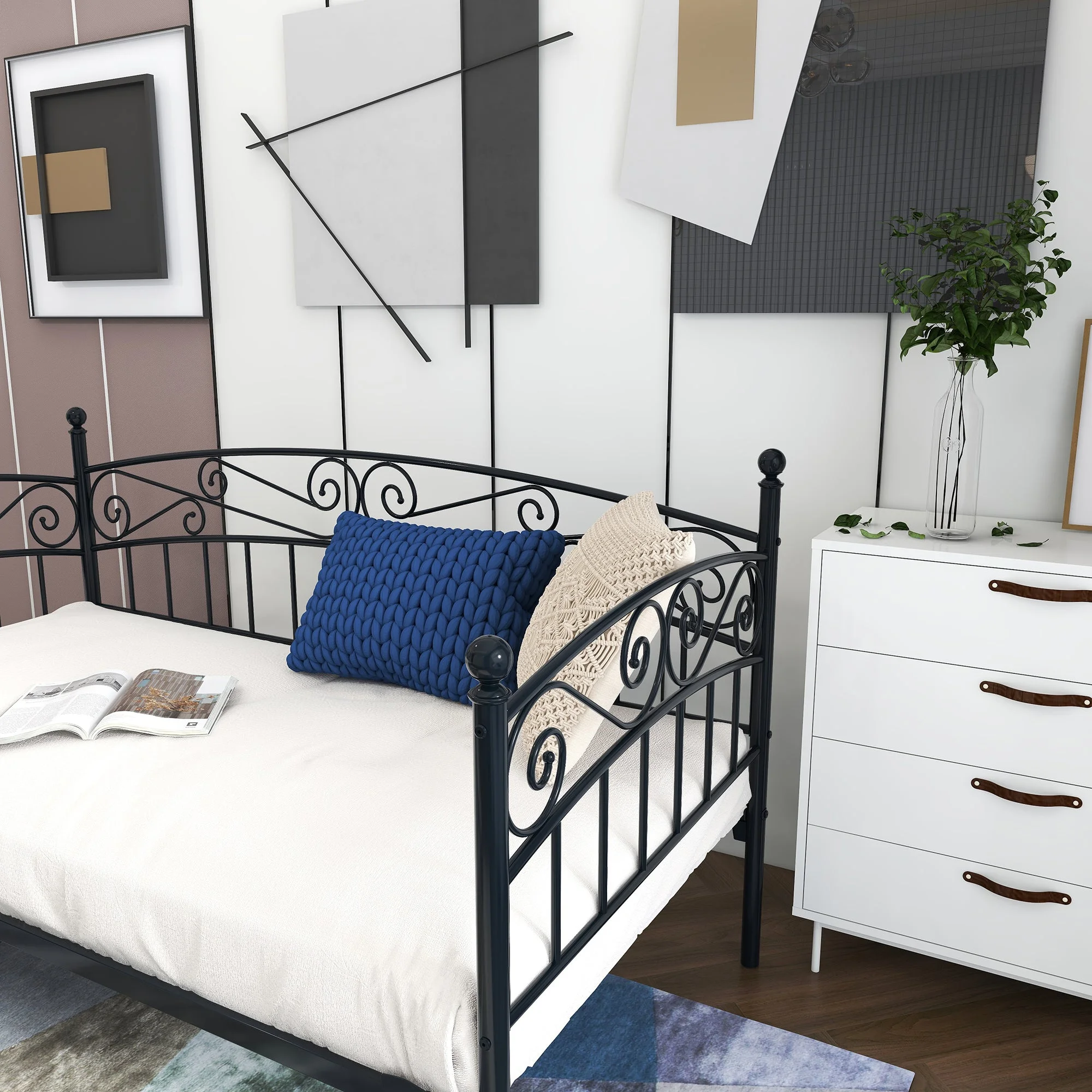 Berk Twin Size Metal Daybed Frame - Black