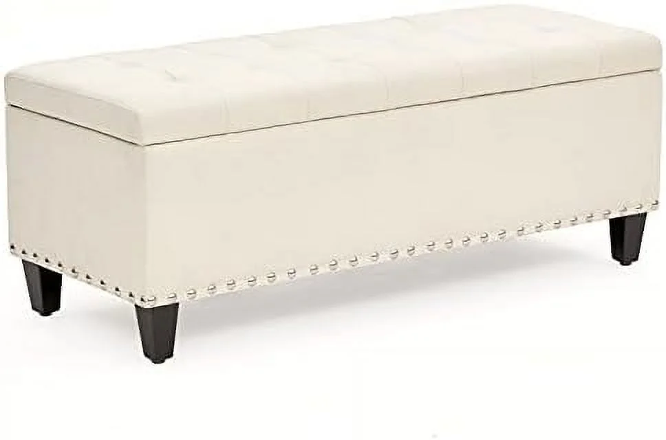 KHBIULIFE 41-inch Ottoman Upholstered Fabric Bench with Button-Tufted Window Ottoman Bench for Bedroom Entryway Living Room End of Bed Bench (Light Blue)