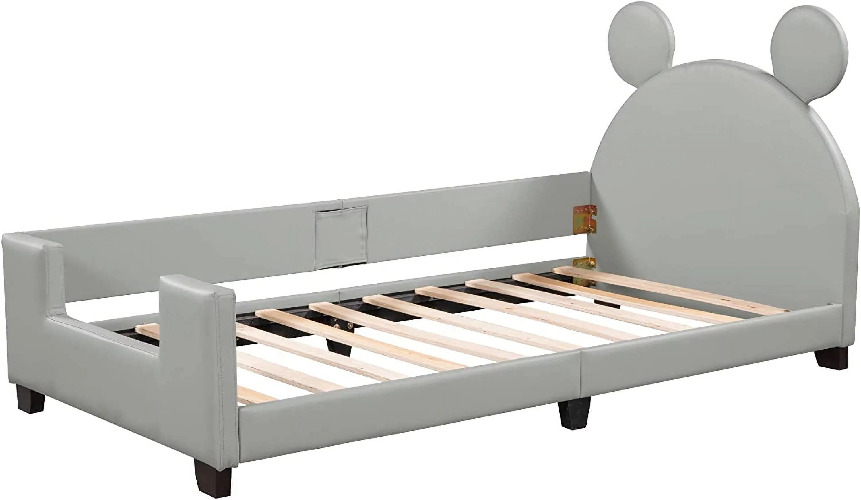 Twin Size Upholstered Daybed with Carton Ears Shaped Headboard