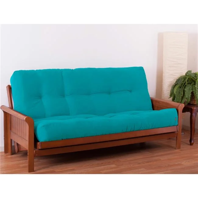 9 in. Renewal Twill Queen Size Futon Mattress, Aqua Blue