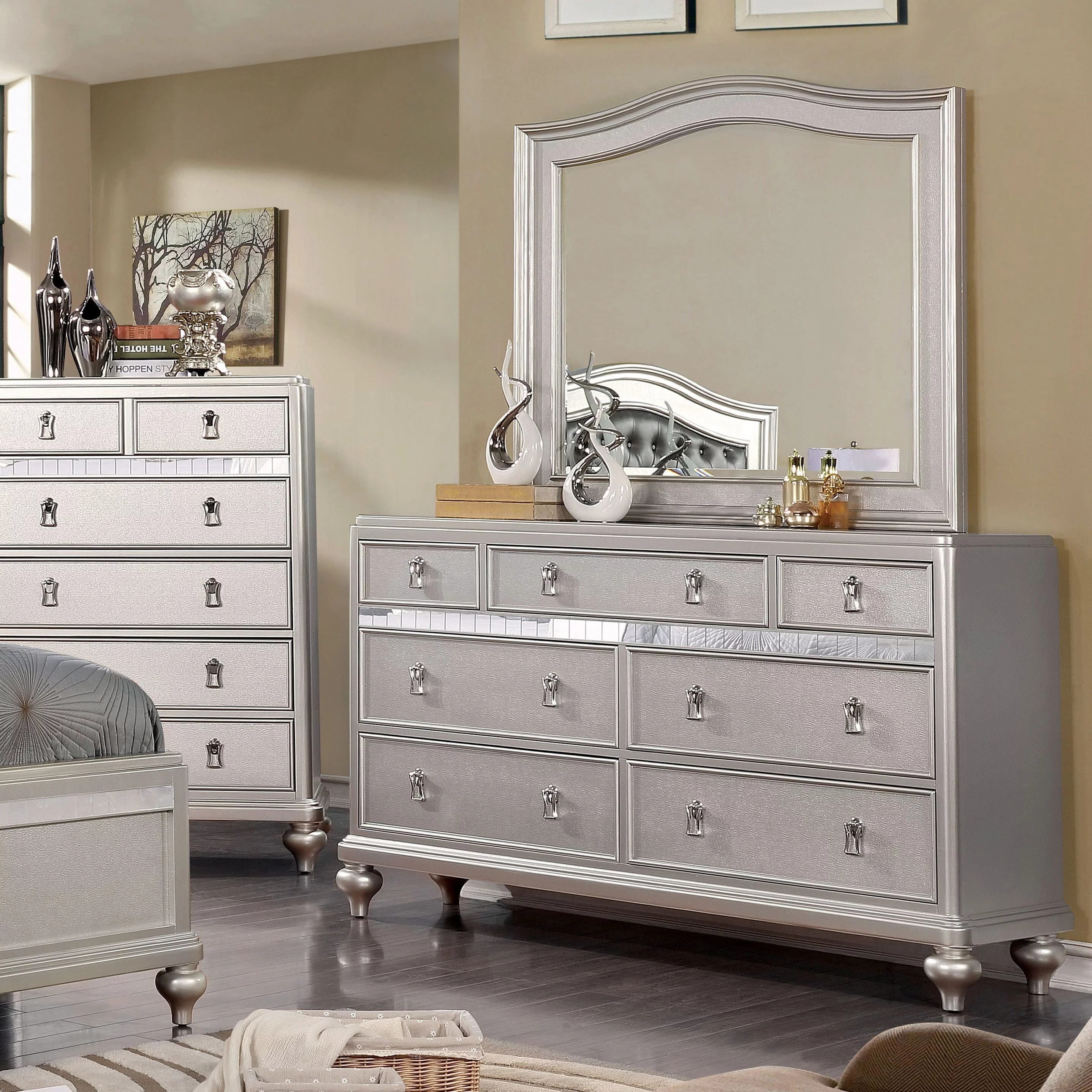 Copper Grove Dzhebel I Contemporary 2-piece 7-Drawer Dresser and Mirror Set by  Rose Gold